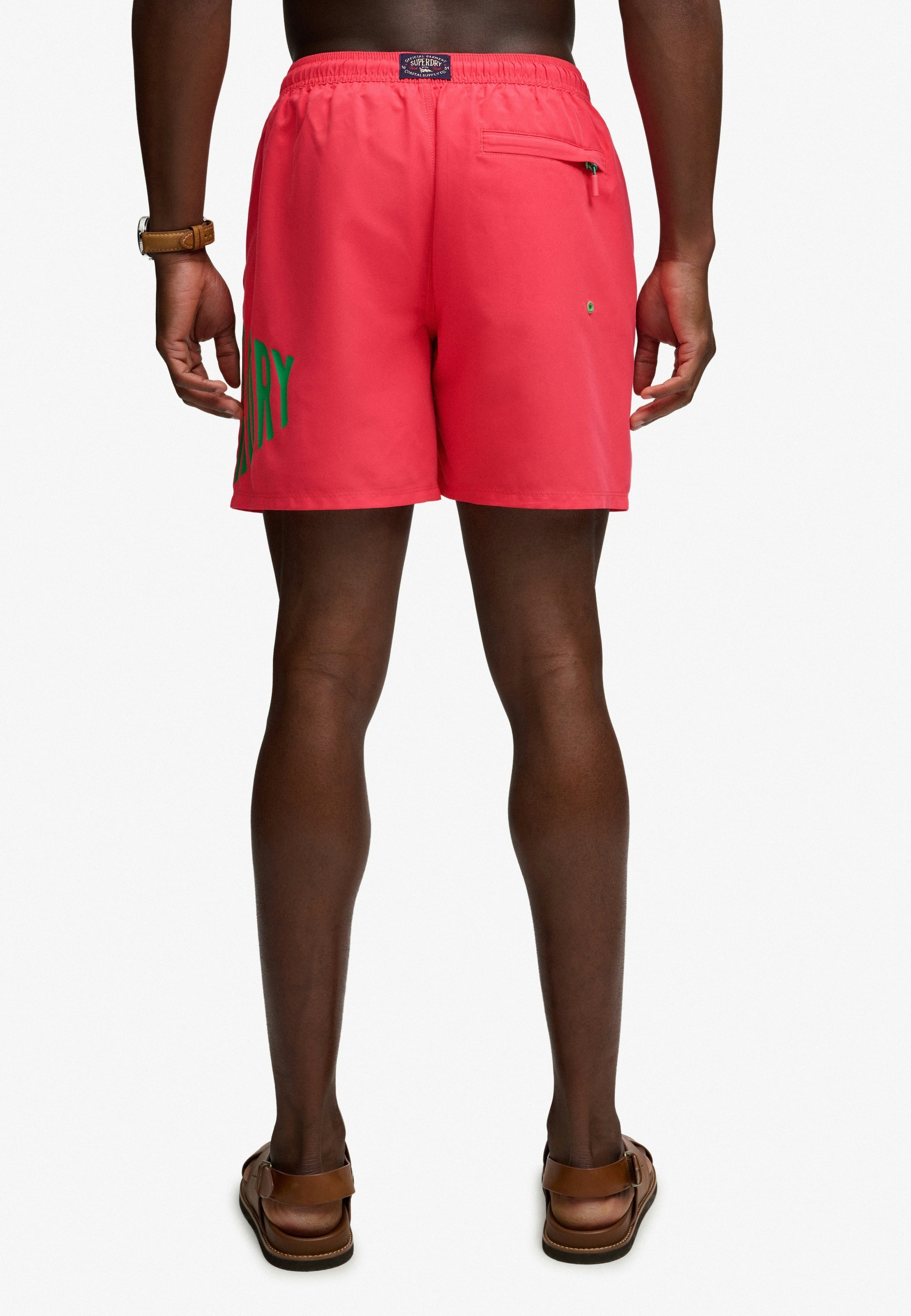 Superdry Badeshorts "PRINTED LOGO 16 SWIM SHORT" modische Passform, unifarbenes Design, aus Polyester, pflegeleicht