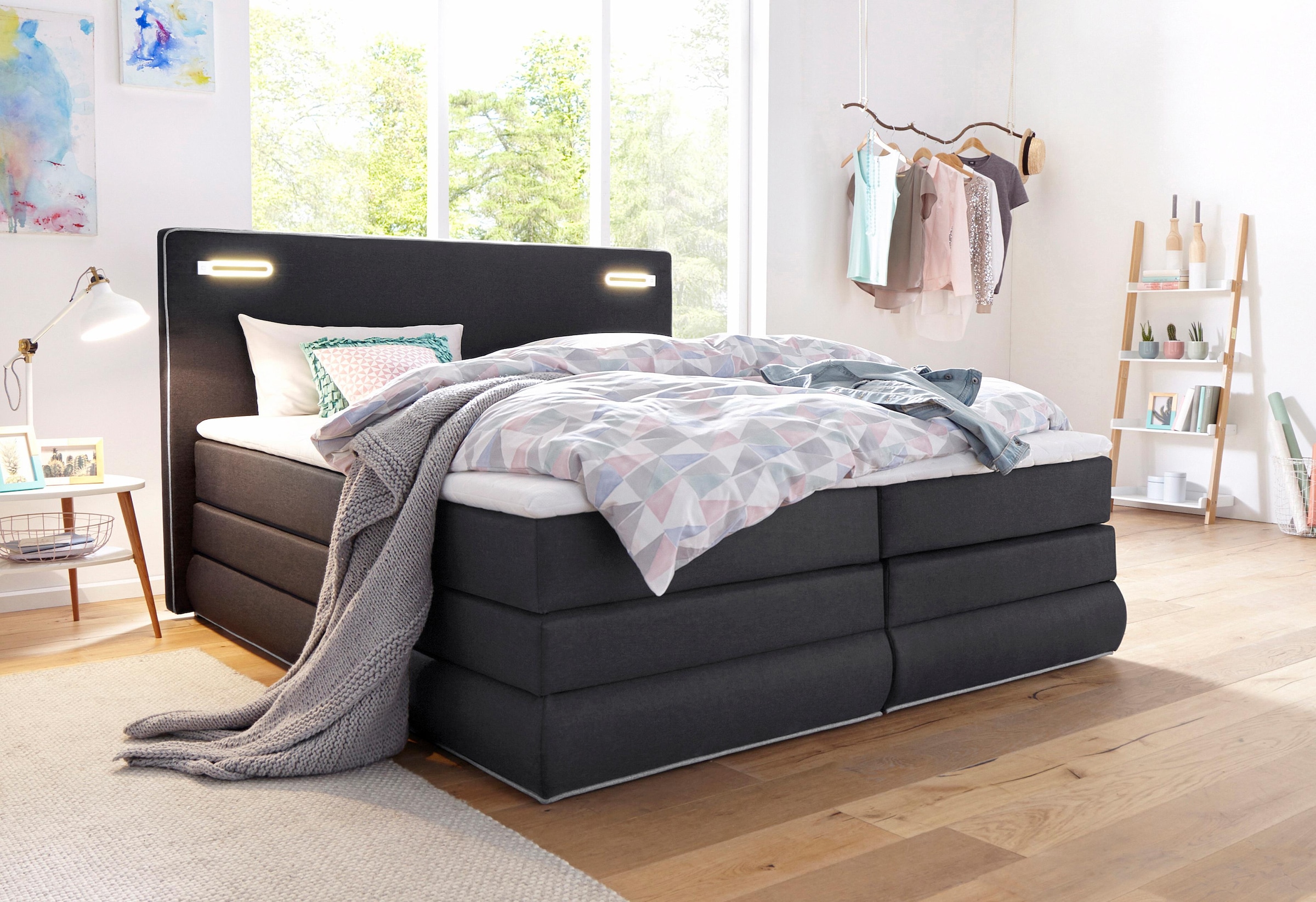 Boxspringbett »Rubona«, inkl. Bettkasten, LED-Beleuchtung und Topper