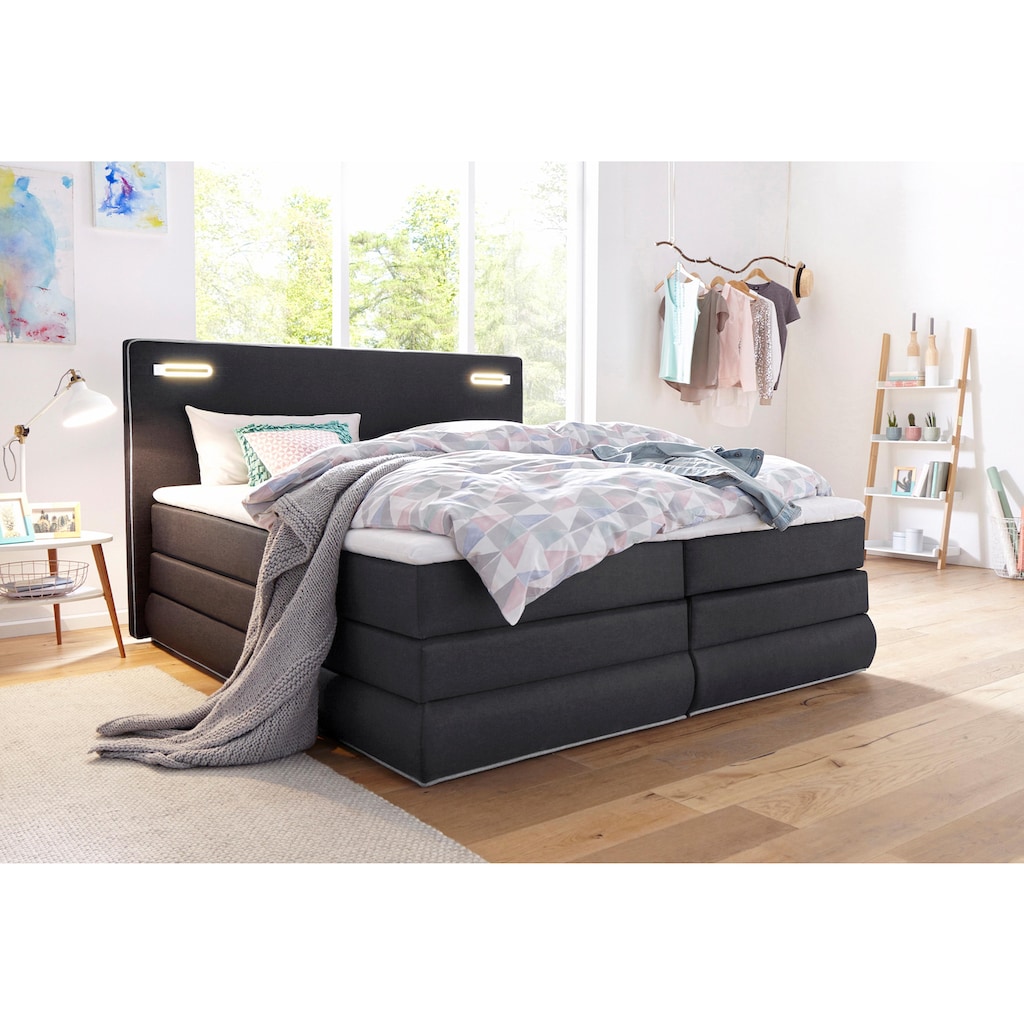 COLLECTION AB Boxspringbett »Rubona«, inkl. Bettkasten, LED-Beleuchtung und Topper