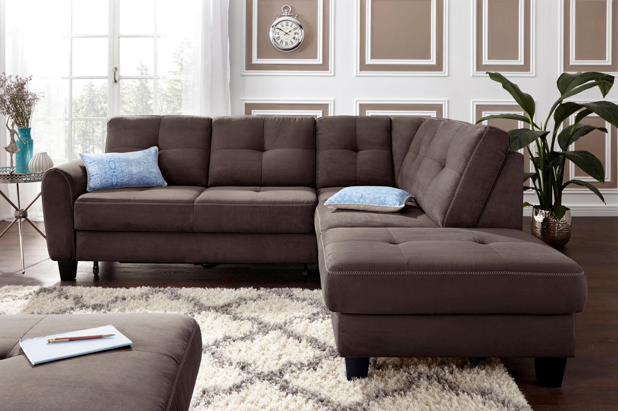 sit&more Ecksofa "Varese L-Form" mit Federkern, wahlweise mit Schlaffunktion und Stauraum