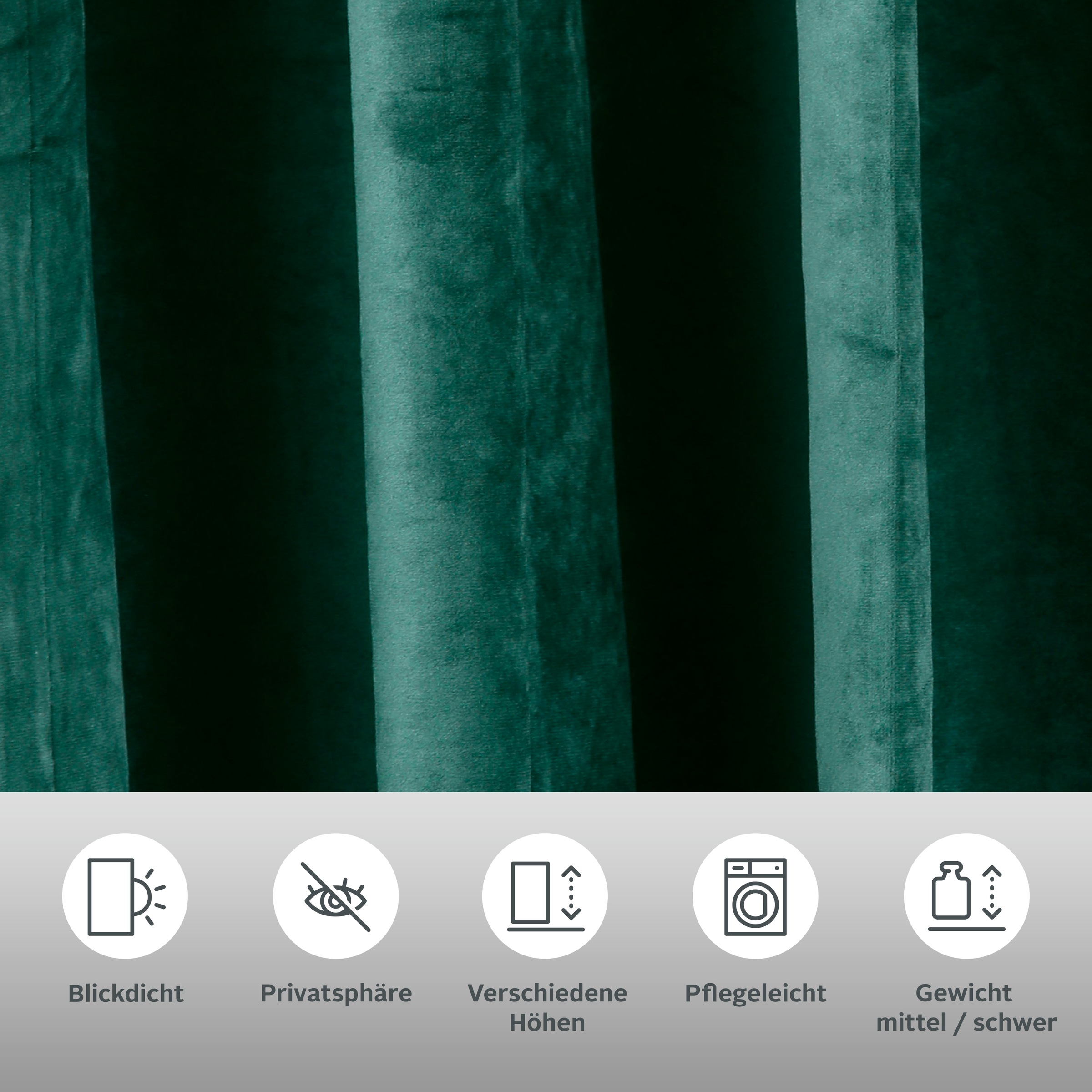 Thumbnail - my home Vorhang "Velvet Uni" Ösen 2 Stk. tlg. Samt, 2-er Set, Vorhang, edel, einfarbig