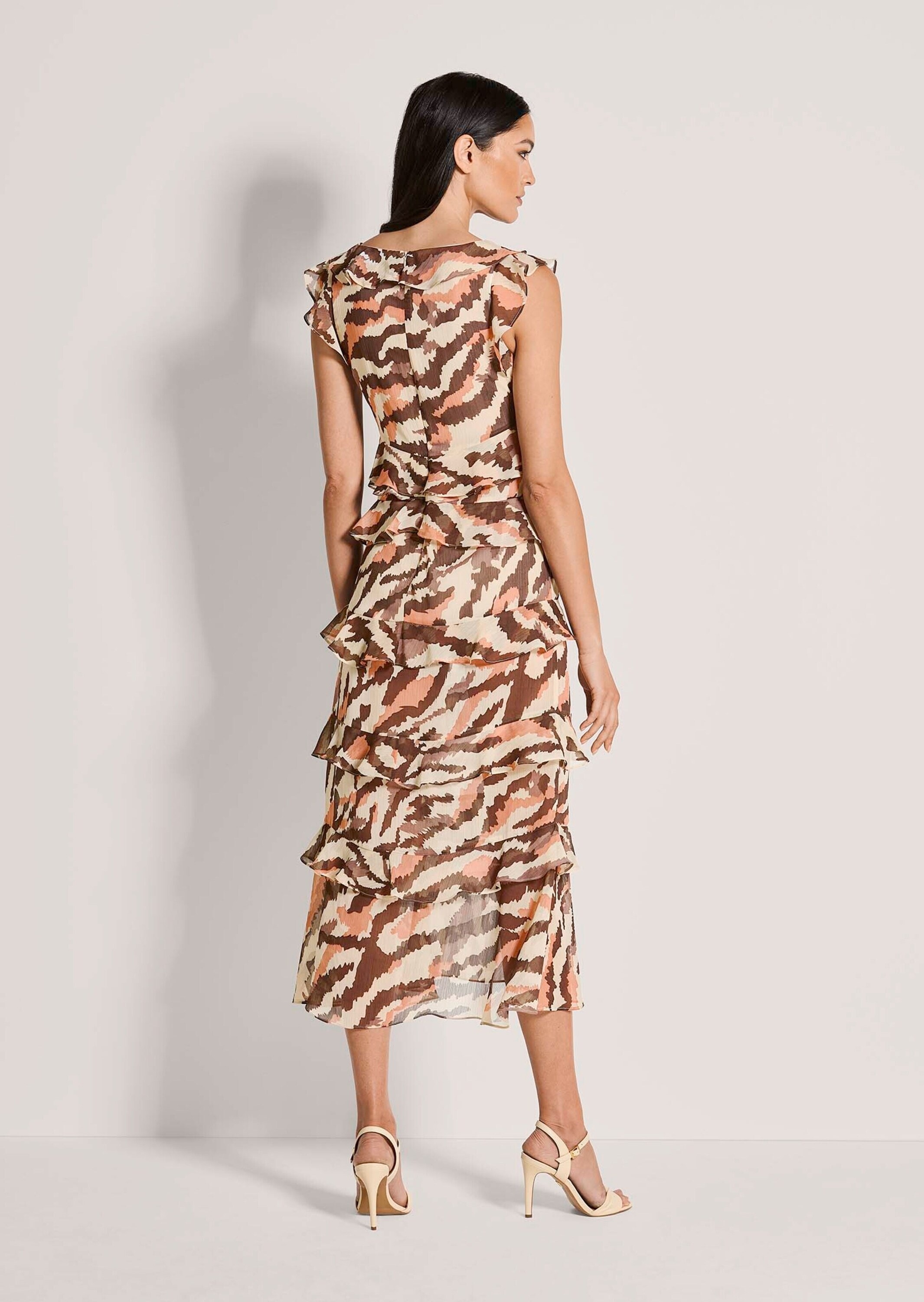 MADELEINE Midikleid »Chiffonkleid Sommerkleid mit Animal-Print« Volants