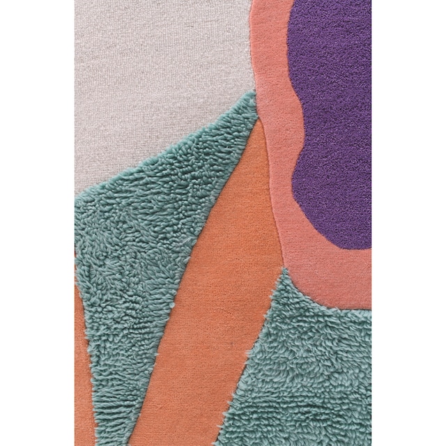 TOM TAILOR HOME Designteppich »Bings Colorful Poppy«, rechteckig, Kurzflor,  reine Wolle, modernes Design, abstrakte Blumen | BAUR