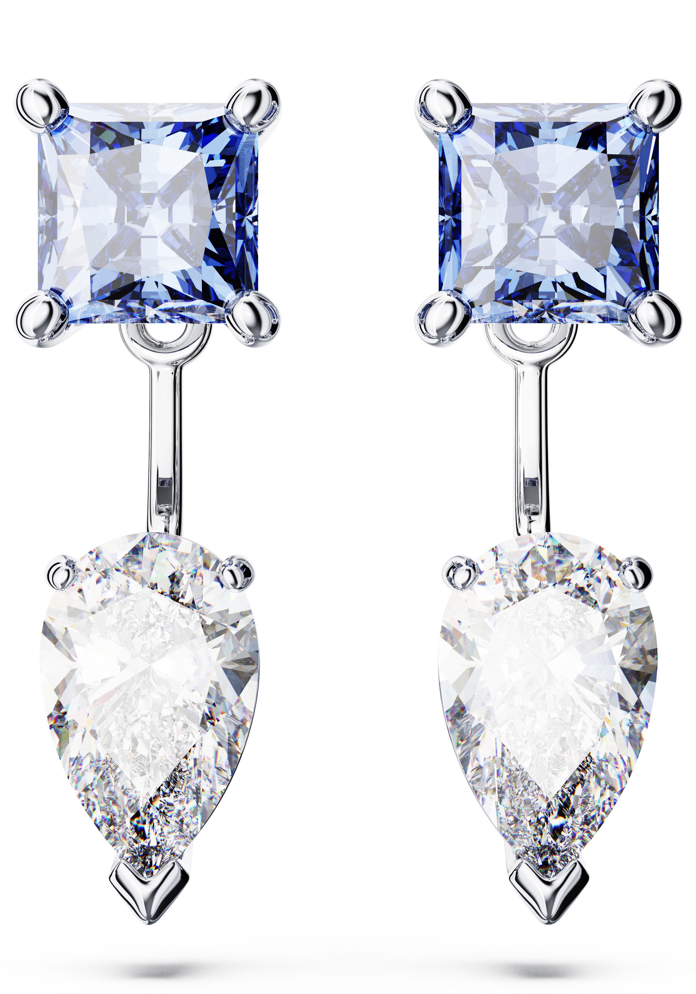 Paar Ohrstecker SWAROVSKI "MESMERA", bunt (metallfarben, kristallweiß, blau, kristallweiß, blau), Ohrringe, Damen, Metall, mit Swarovsi Zirkonia (synth.) - Einhänger abnehmbar 2