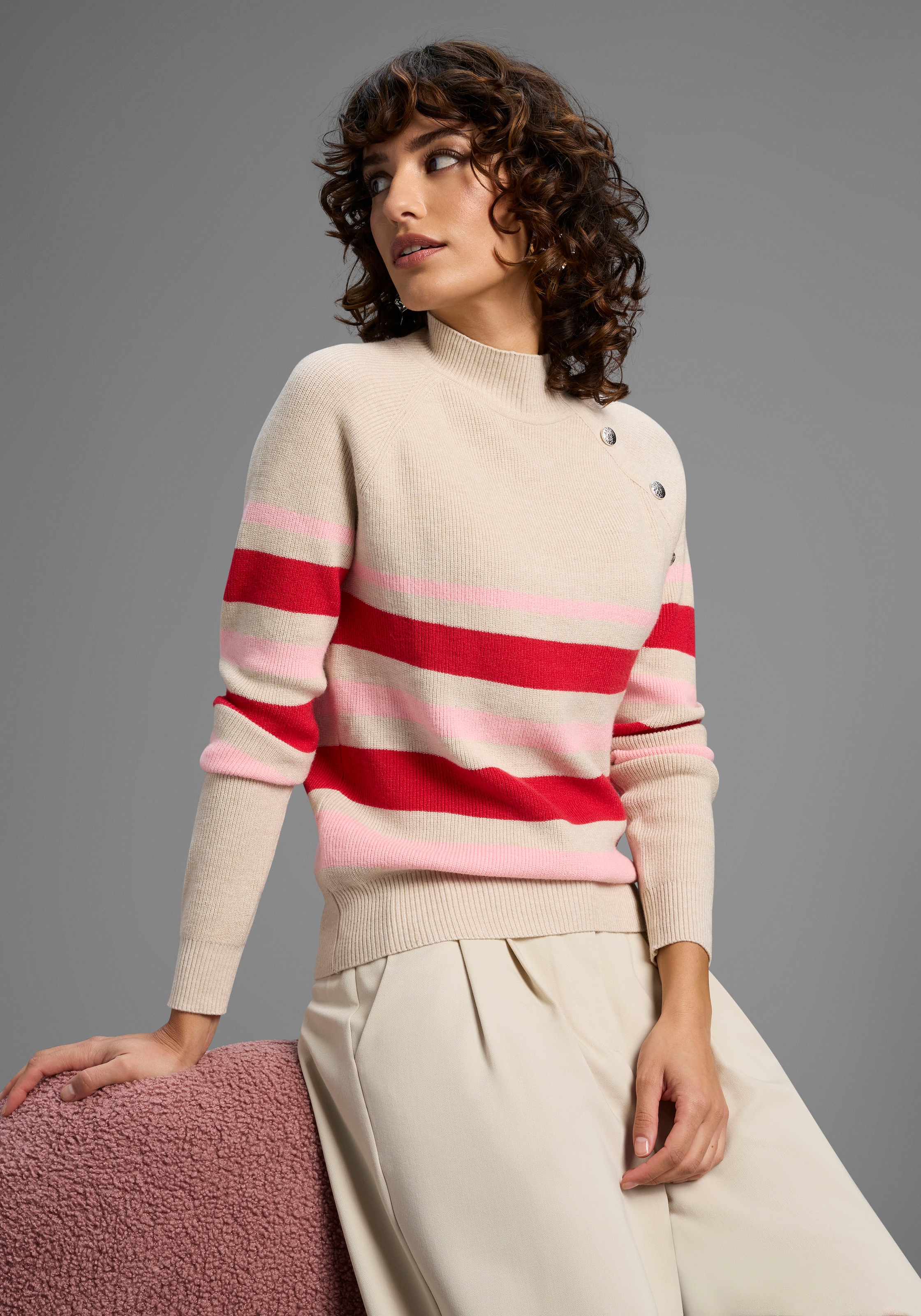 Laura Scott Strickpullover, in trendy Streifendesign mit Zierknöpfen - NEUE günstig online kaufen