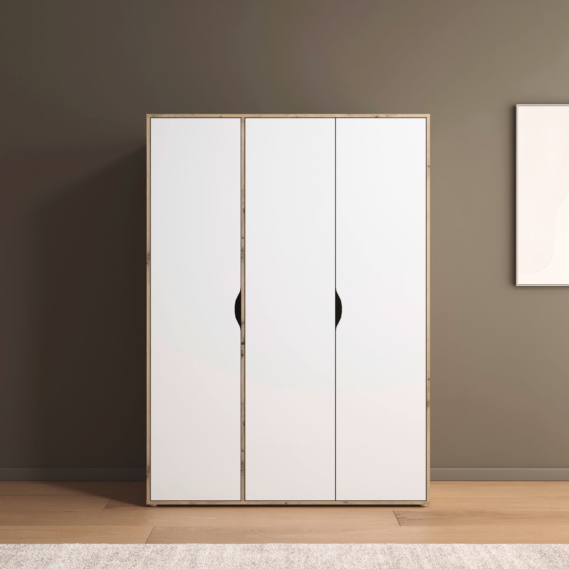 rauch Drehtürenschrank »Kleiderschrank Schrank Garderobe Wäscheschrank NARAI viel Stauraum«, (in 3 verschiedenen Ausstattungen BASIC/CLASSIC/PREMIUM), Griffausfräsungen für eine grifflose Optik TOPSELLER MADE IN GERMANY