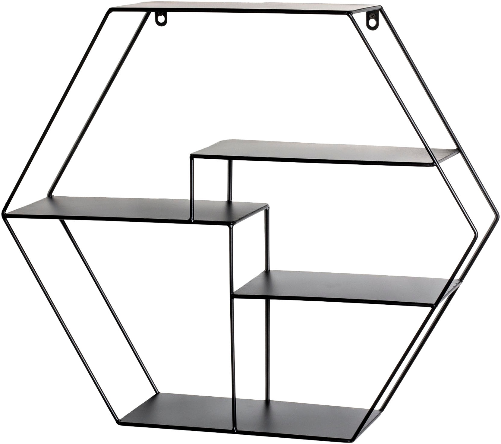 HAKU Wandregal »Hängeregal, Wandboard« sechseckig - aus Metall Schwarz - B/T/H 61/16/54 cm