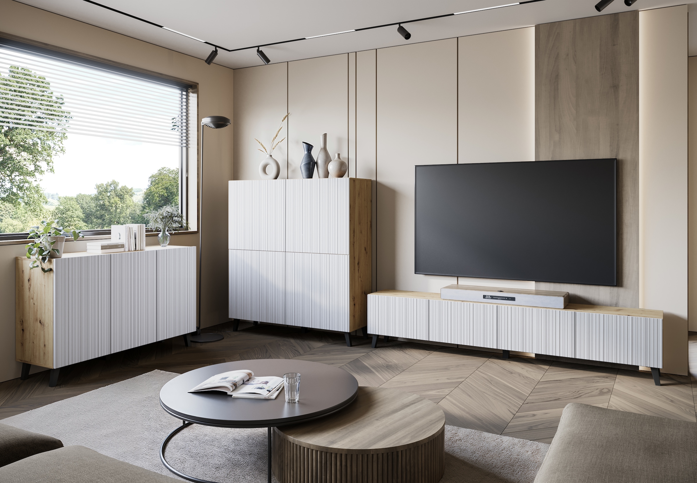INOSIGN Lowboard »PHUKET«, TV-Board mit Strukturfront, Breite ca. 190 cm