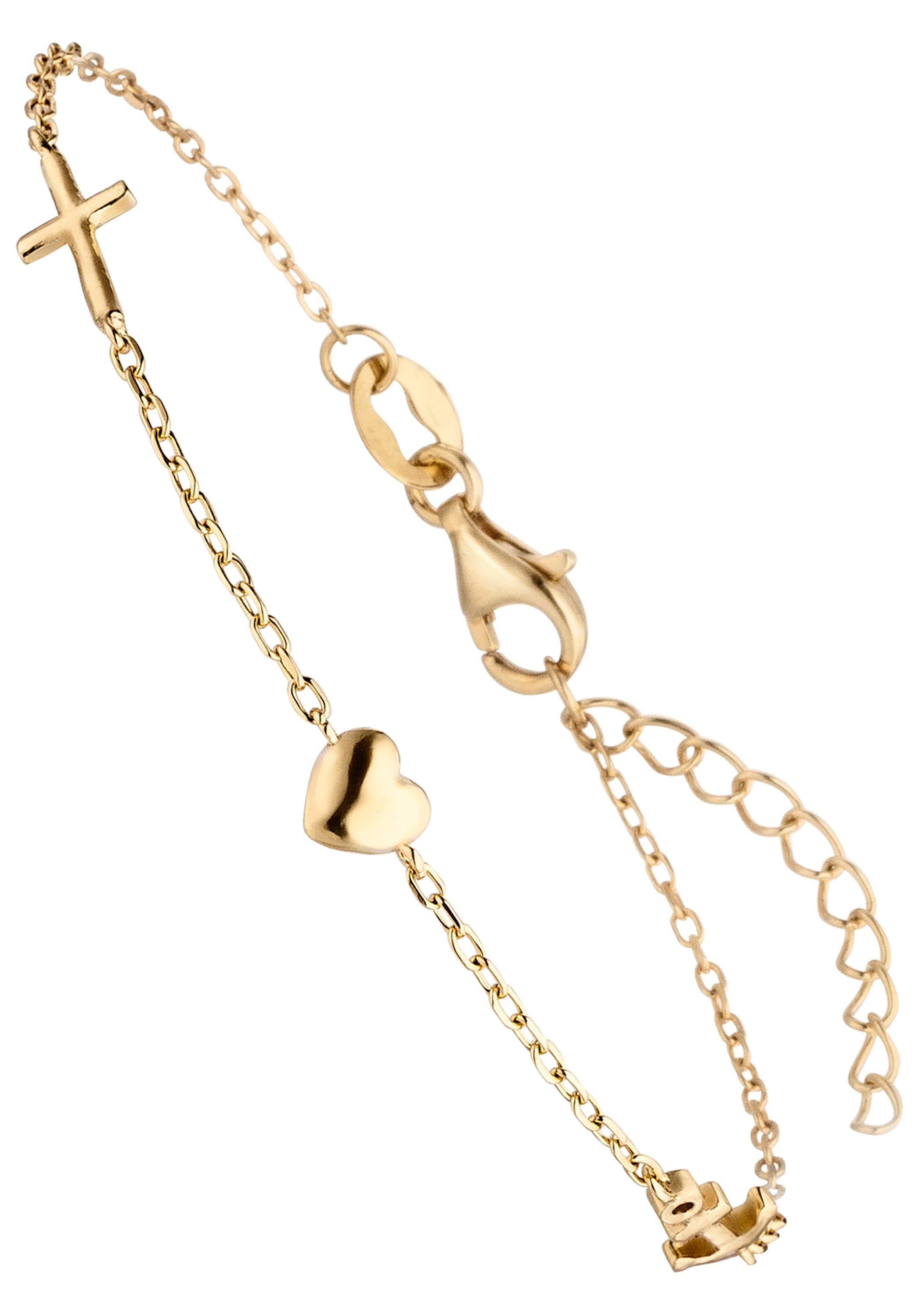 JOBO Damen Armband "Glaube Liebe Hoffnung", 19cm, Silber 925 (Sterlingsilber), gold, Silber 925 (Sterlingsilber), Armbänder, 925 Silber vergoldet 19