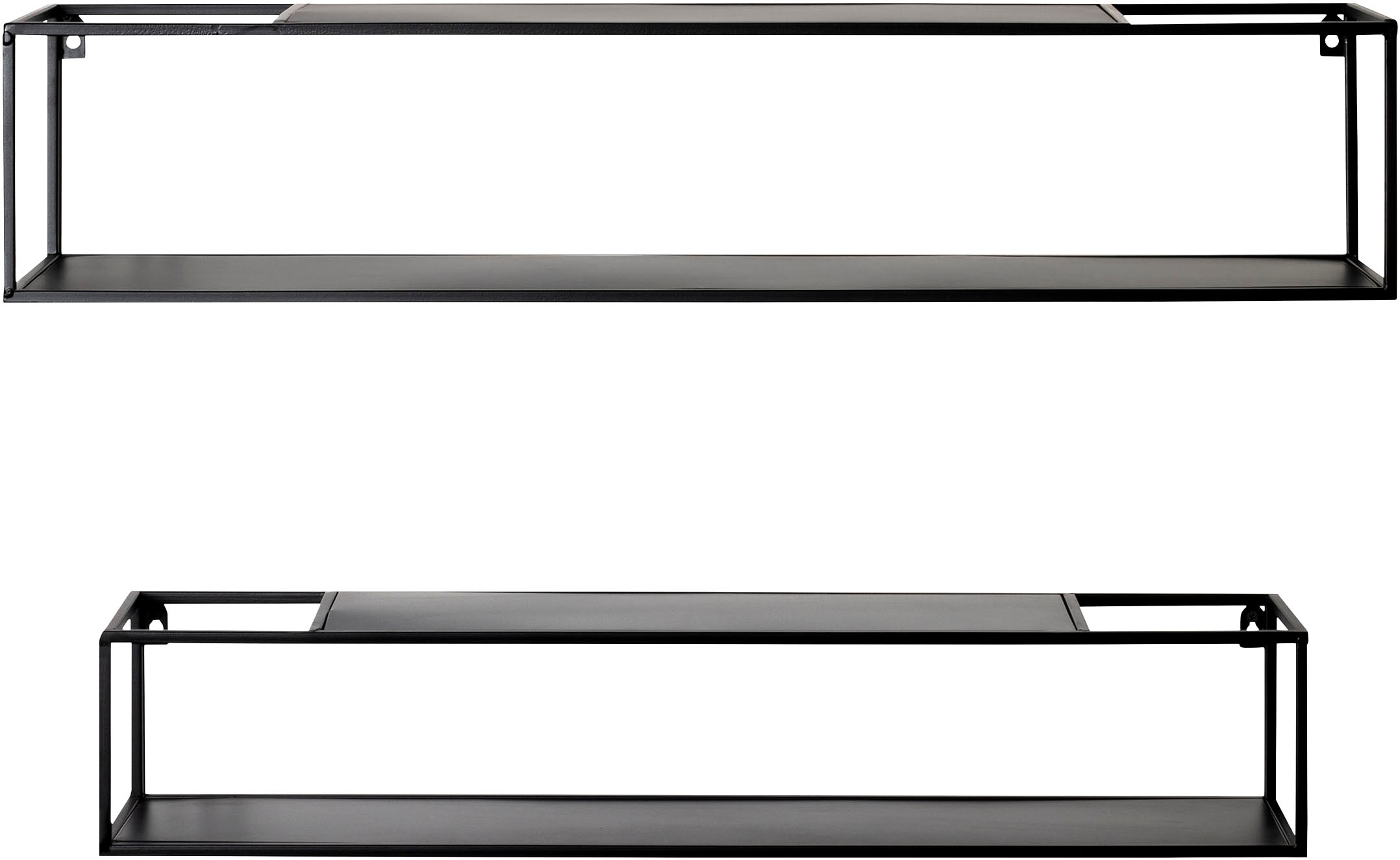 HAKU Wandregal »Hängeregal, Wandboard« Set,  rechteckig - aus Metall Schwarz - B/T/H 75/14/14 und 85/17/17 cm