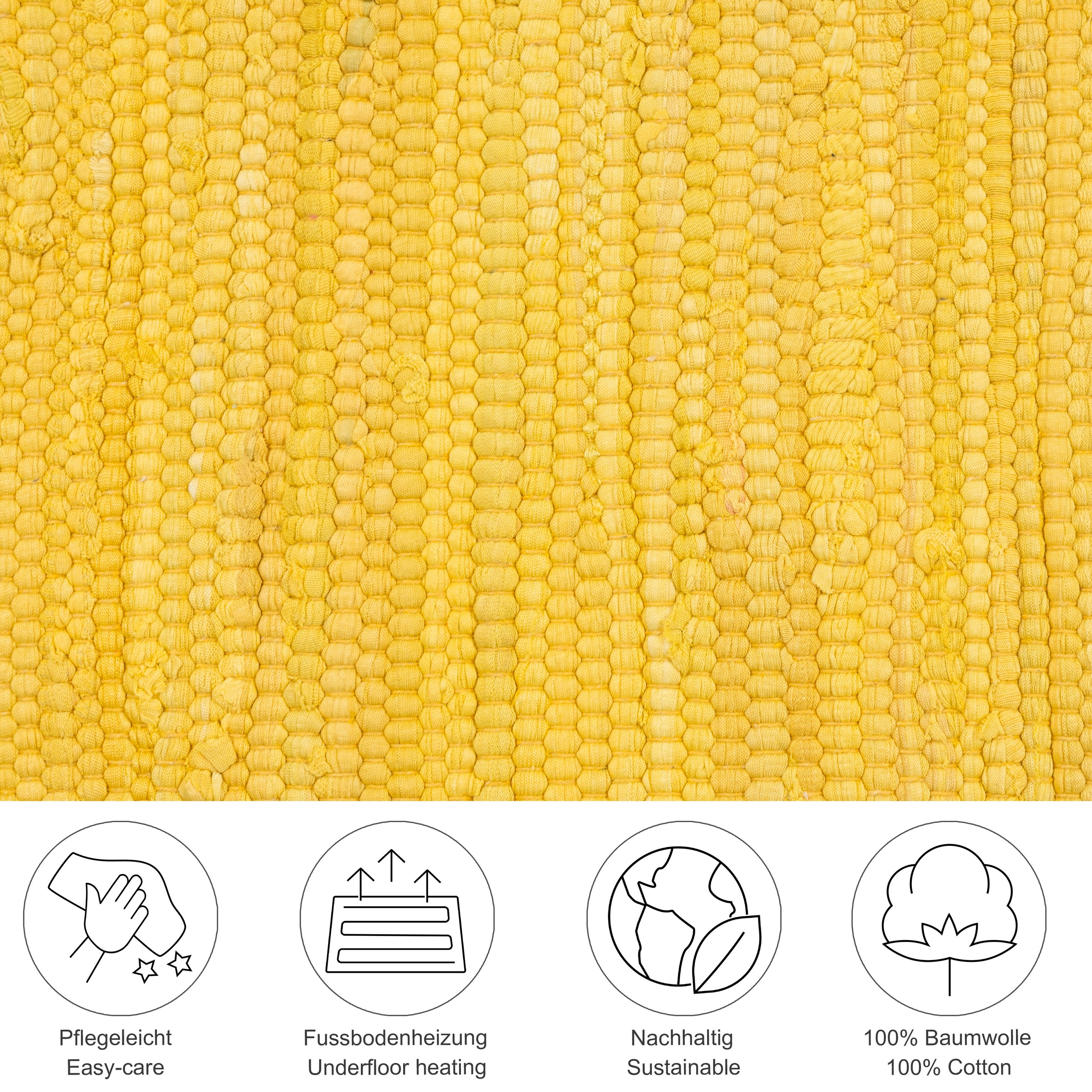 Thumbnail - THEKO Teppich "Happy Cotton Fleckerl, handgewebt" rechteckig 5 mm Höhe Flachgewebe, reine Baumwolle, meliert, mit Franse...