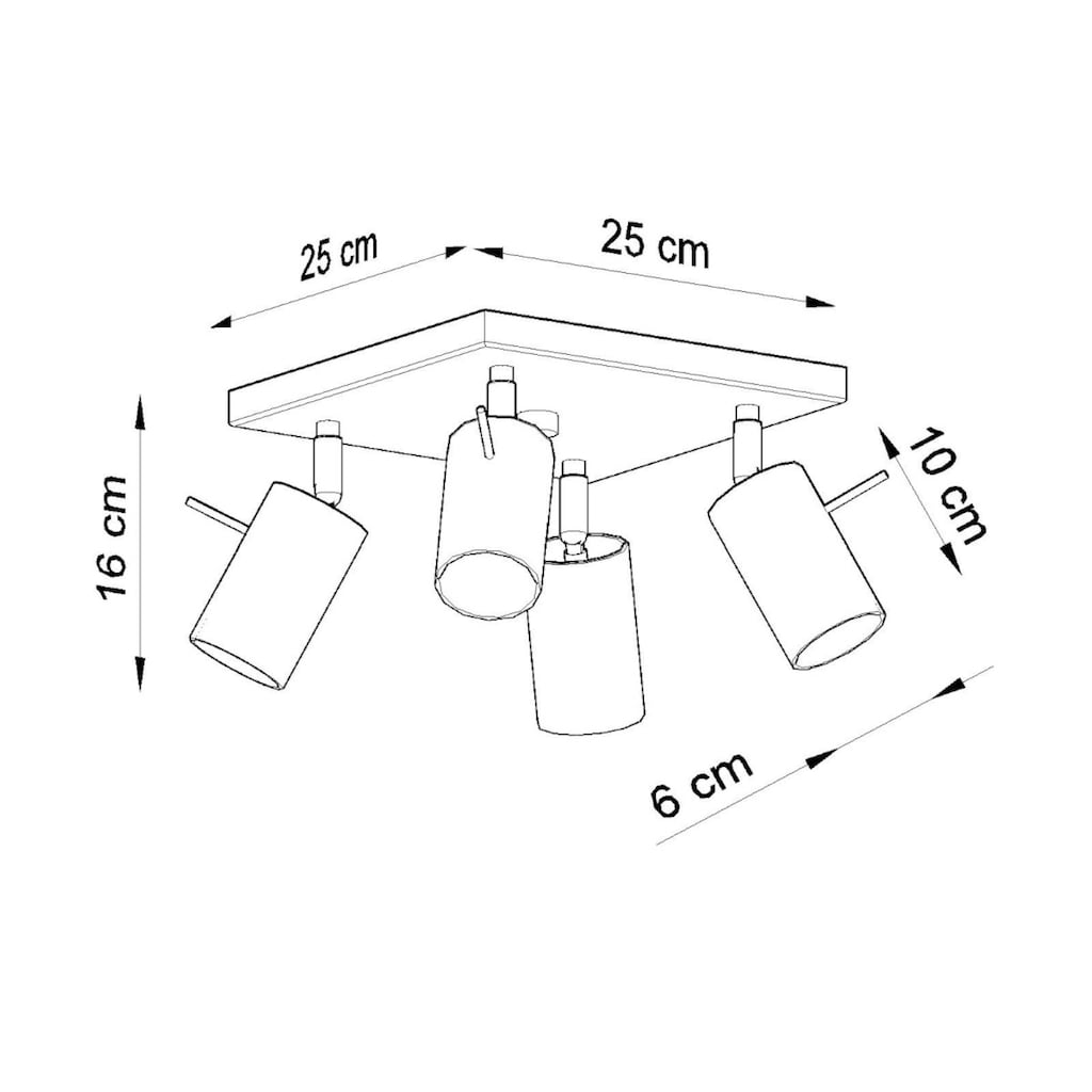 SOLLUX lighting Deckenleuchte »RING«, 4 flammig-flammig