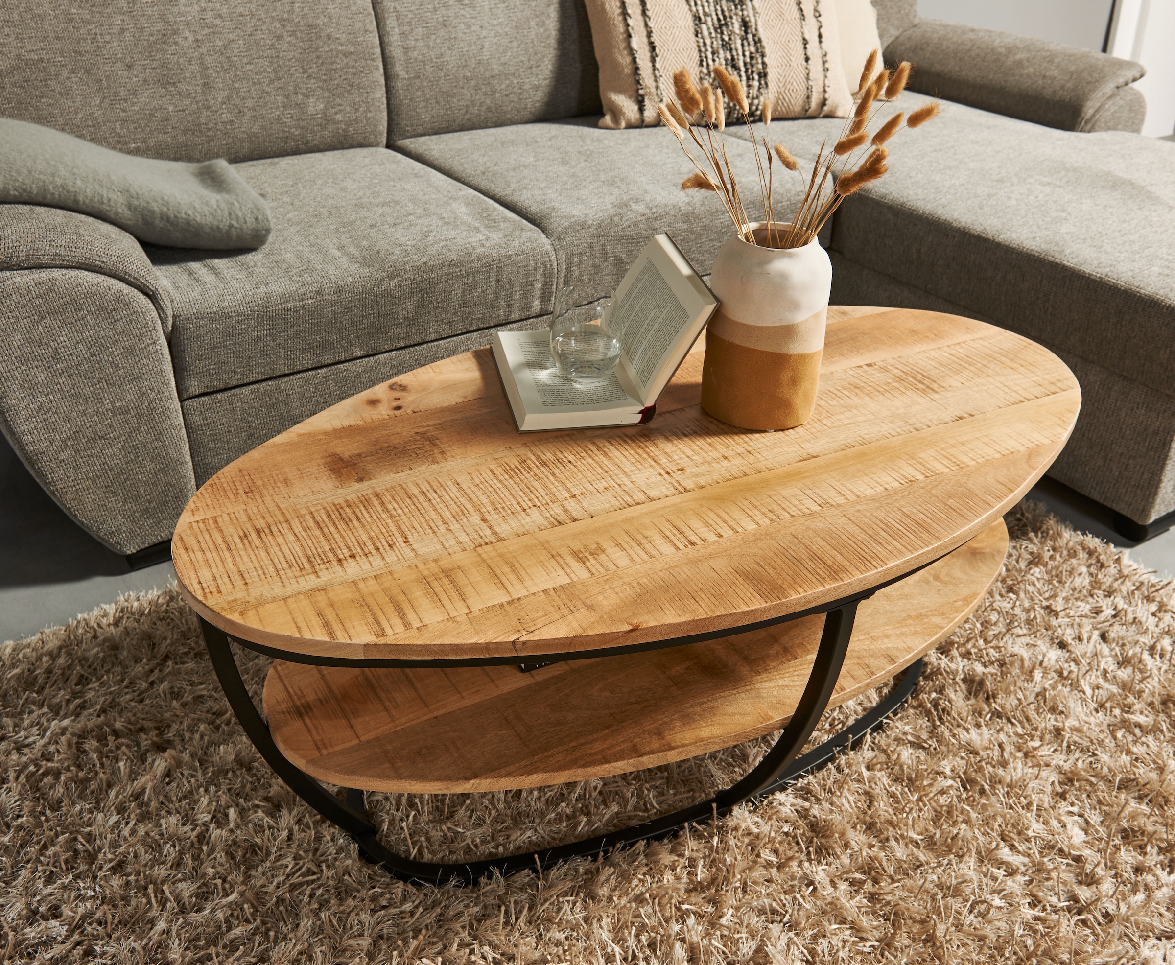 Stolkom Couchtisch »Jambi 2 B/H/T 110x44x60 cm« 1 Stk. tlg. Mangoholz, Oberfläche uneben