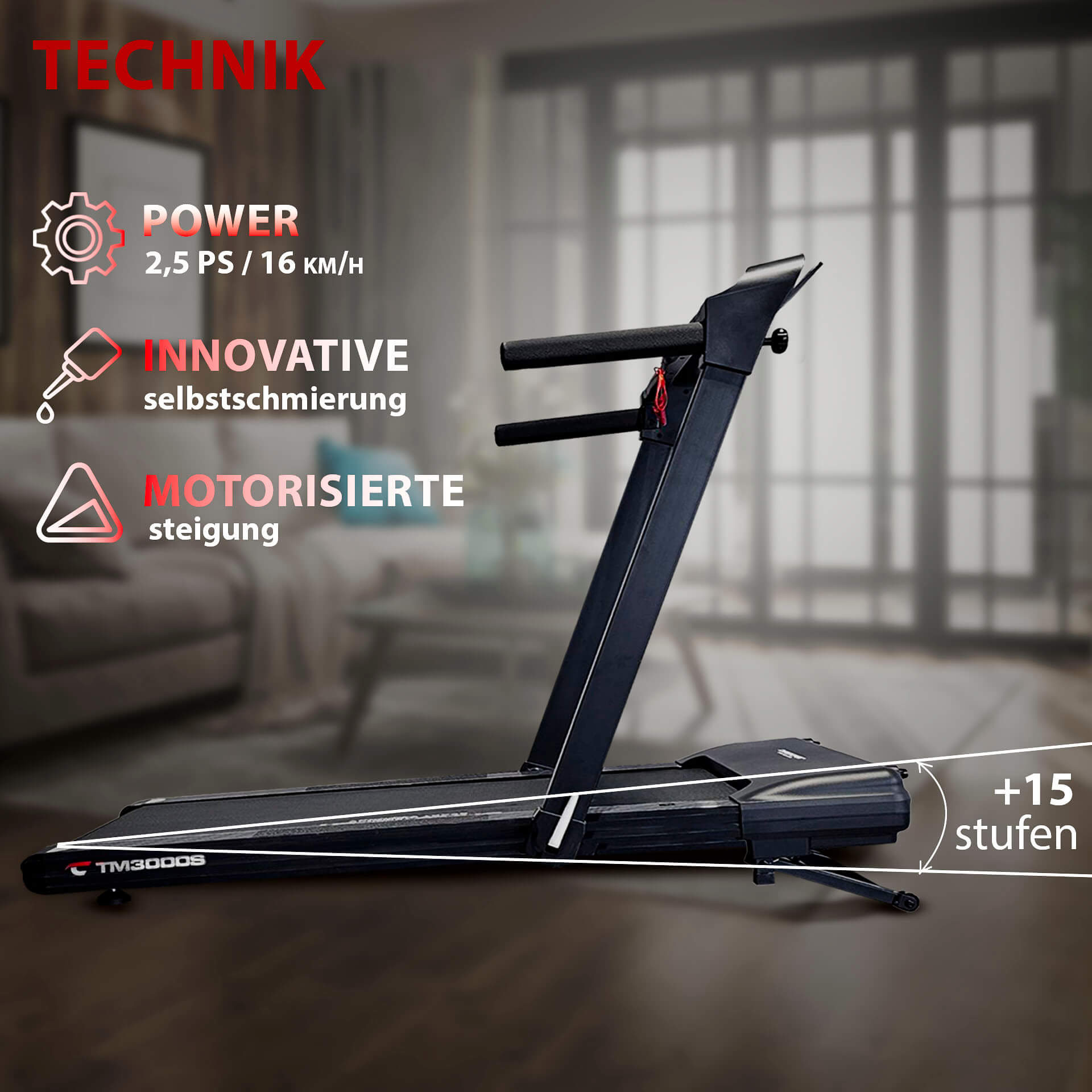 Thumbnail - Christopeit Sport Laufband "TM 3000S" bis max. 16 km/h, klappbar