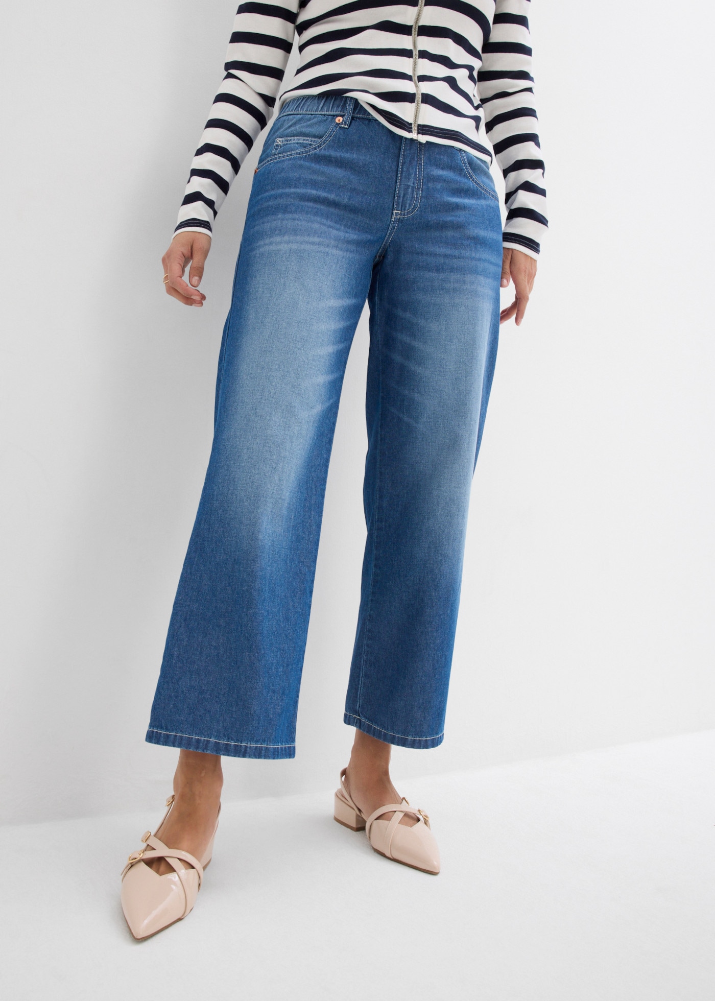 bonprix Straight-Jeans gerader Schnitt, Mid Waist, Cropped-Länge, Regular Fit