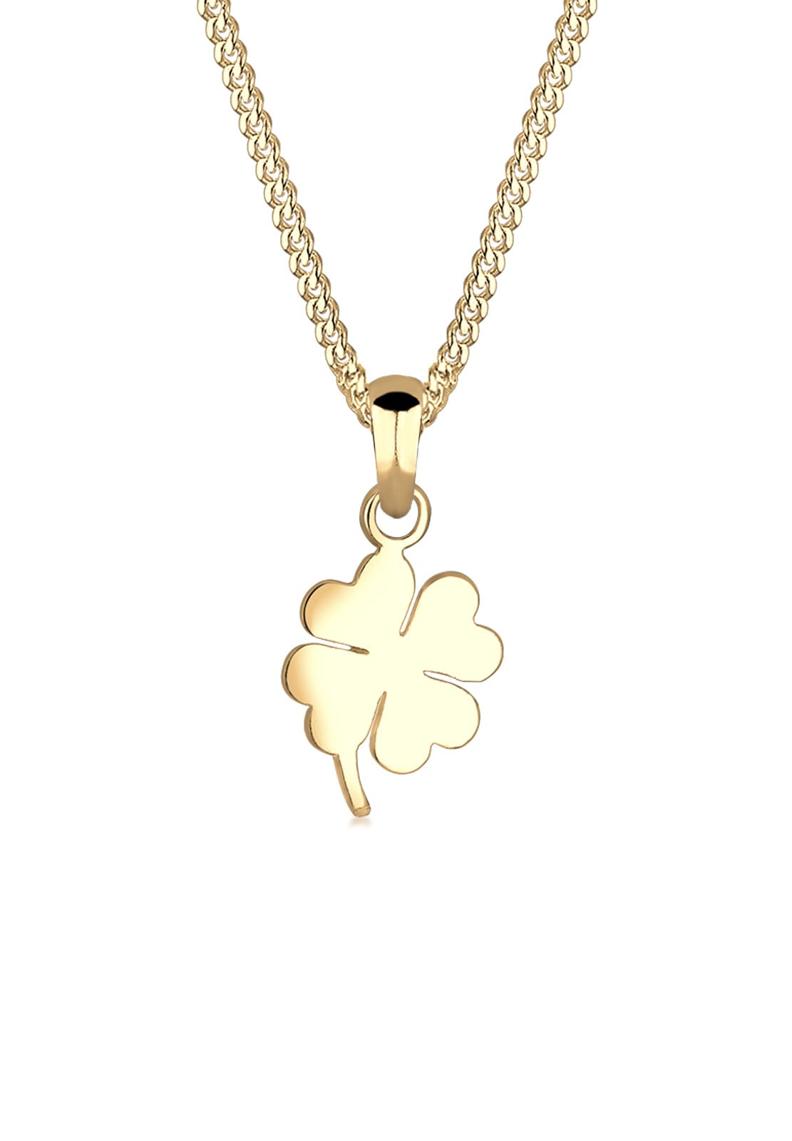 Elli Premium Kette mit Anhänger »Kleeblatt Glücksbringer Talisman 585 Gelbgold«