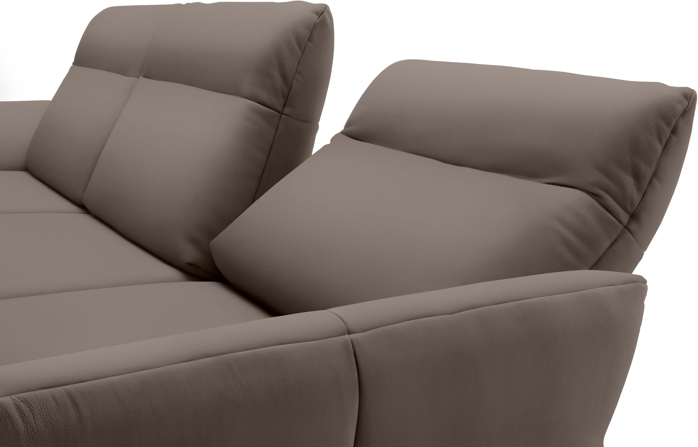 Creation BY ROLF BENZ Ecksofa »CR.460«, Sockel in Nussbaum, Winkelfüße in Umbragrau, Breite 318 cm
