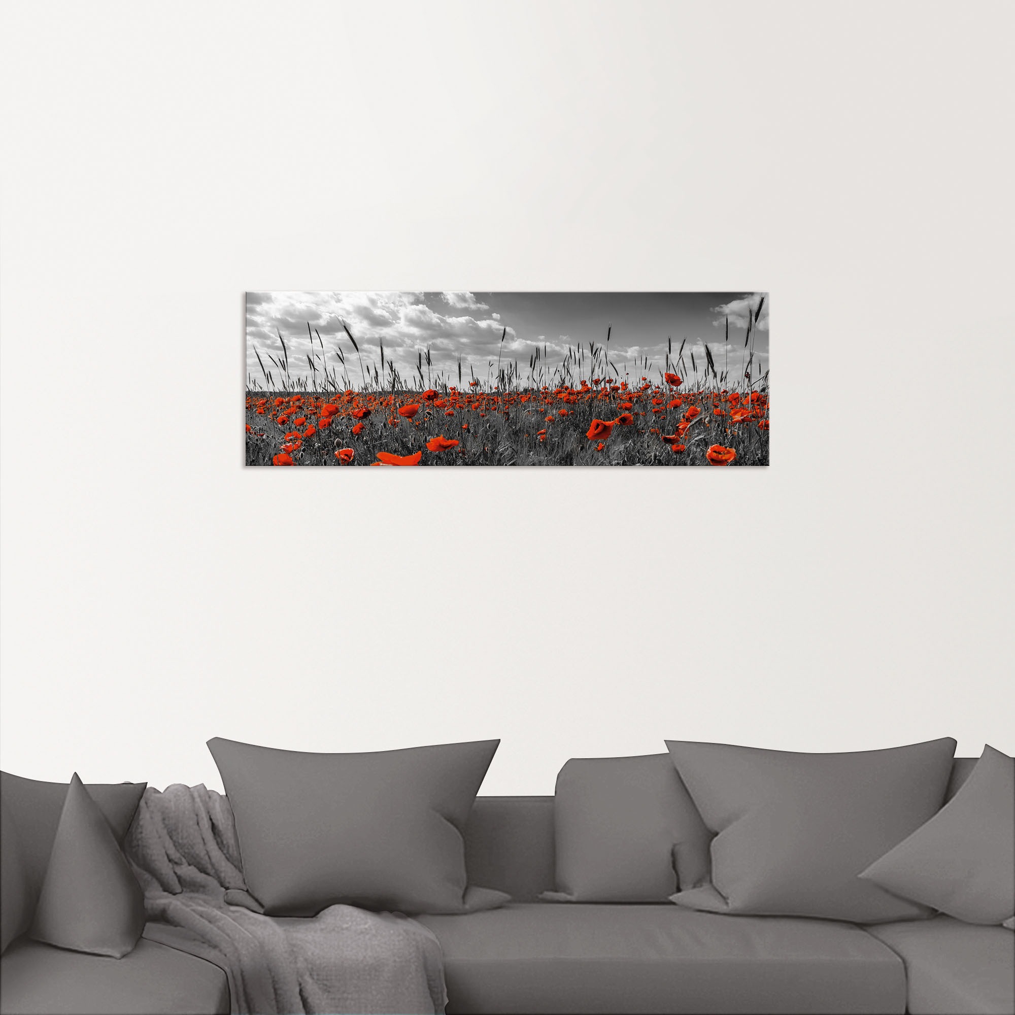 Artland Wandbild »Mohnblumenfeld in colorkey«, Blumenwiese, (1 St.), als Alubild, Leinwandbild, Wandaufkleber oder Poster in versch. Größen