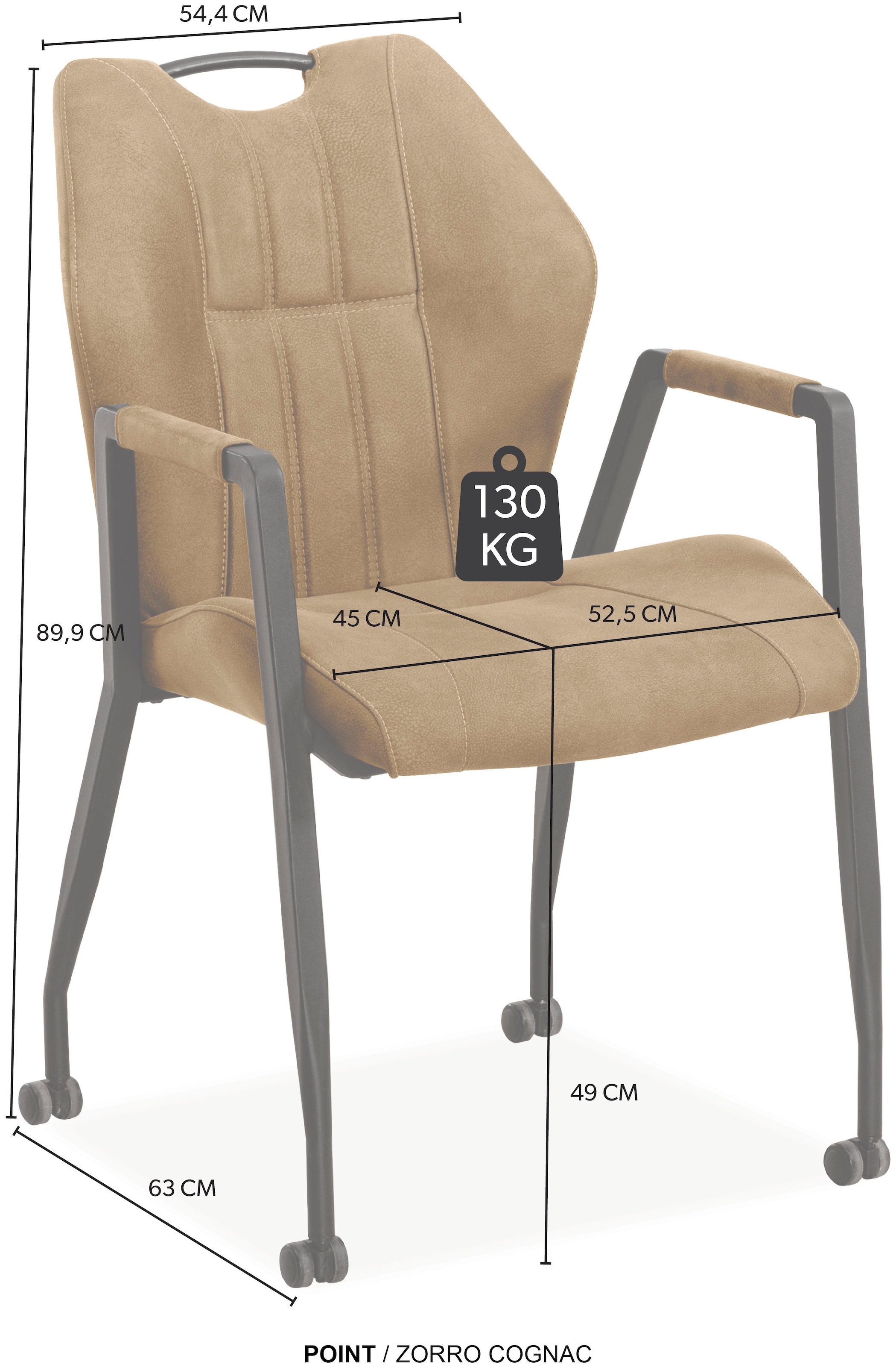 OMG Design Armlehnstuhl »Point«, (Set), 1 St., Stoff, Esszimmerstuhl mit Rollen, Bürostuhl