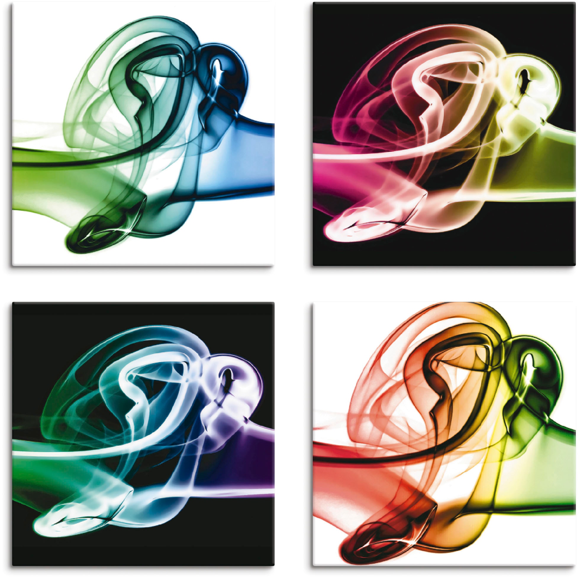 Artland Leinwandbild "Aufeinanderprallen von Farben" Gegenstandslos 4 Stk. tlg. 4er Set, verschiedene Größen