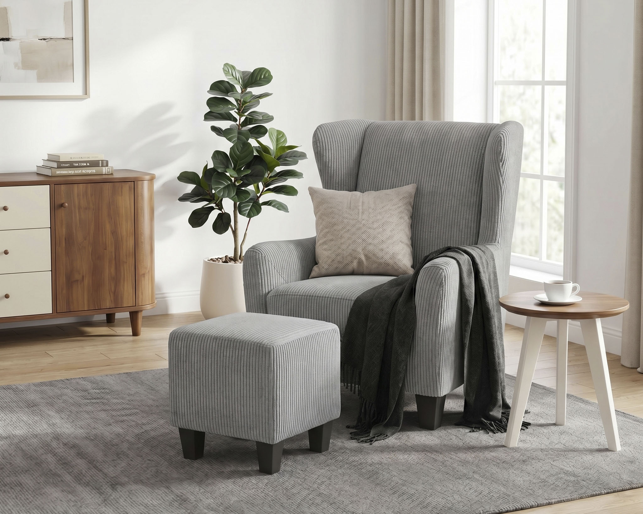 OTTO home Ohrensessel "CHILLY, Cord-Bezug, Sessel mit Hocker" Set, bestehend aus Sessel und Hocker, 2 Stk. tlg. Unser Dauertiefpreis