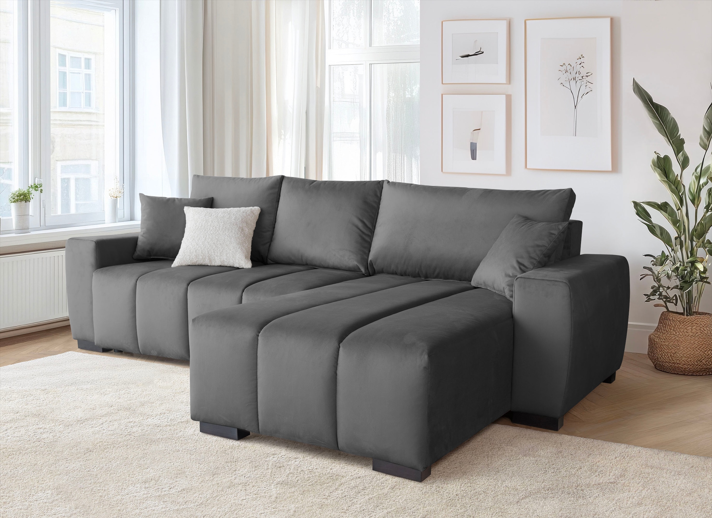 Home affaire Ecksofa "L-Form Bello" mit Bettfunktion, Bettkasten, Frei im R günstig online kaufen