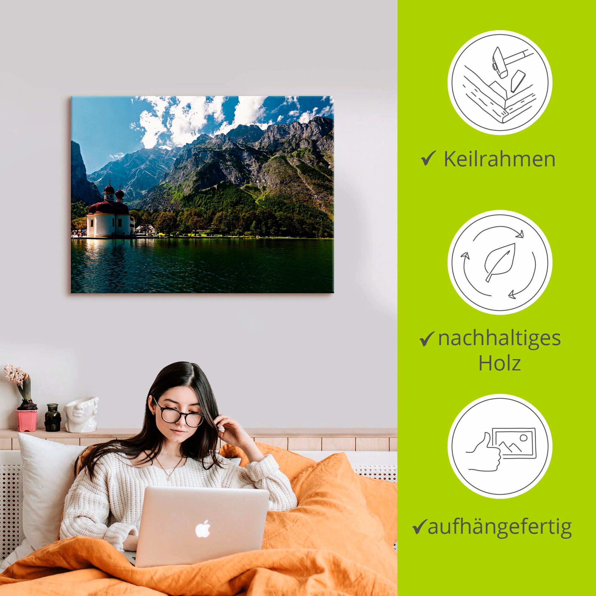 Artland Wandbild »St. Bartholomä (Königssee) I« Berge 1 Stk. tlg. als Leinwandbild, Poster, Wandaufkleber in verschied. Größen