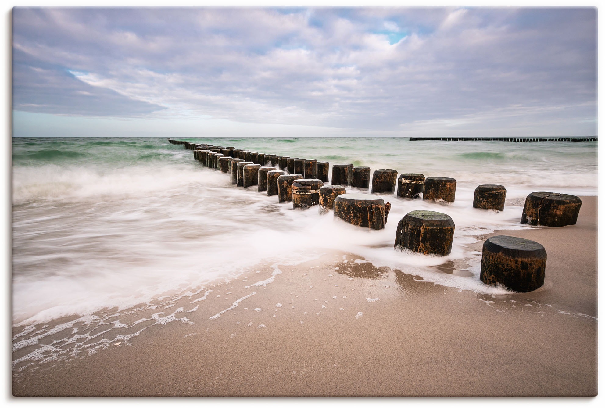 BAUR Meer Bilder, Ostsee«, kaufen Größen Wandaufkleber Artland »Buhnen Wandbild oder in Poster der (1 Alubild, Leinwandbild, versch. als der | an Küste St.),