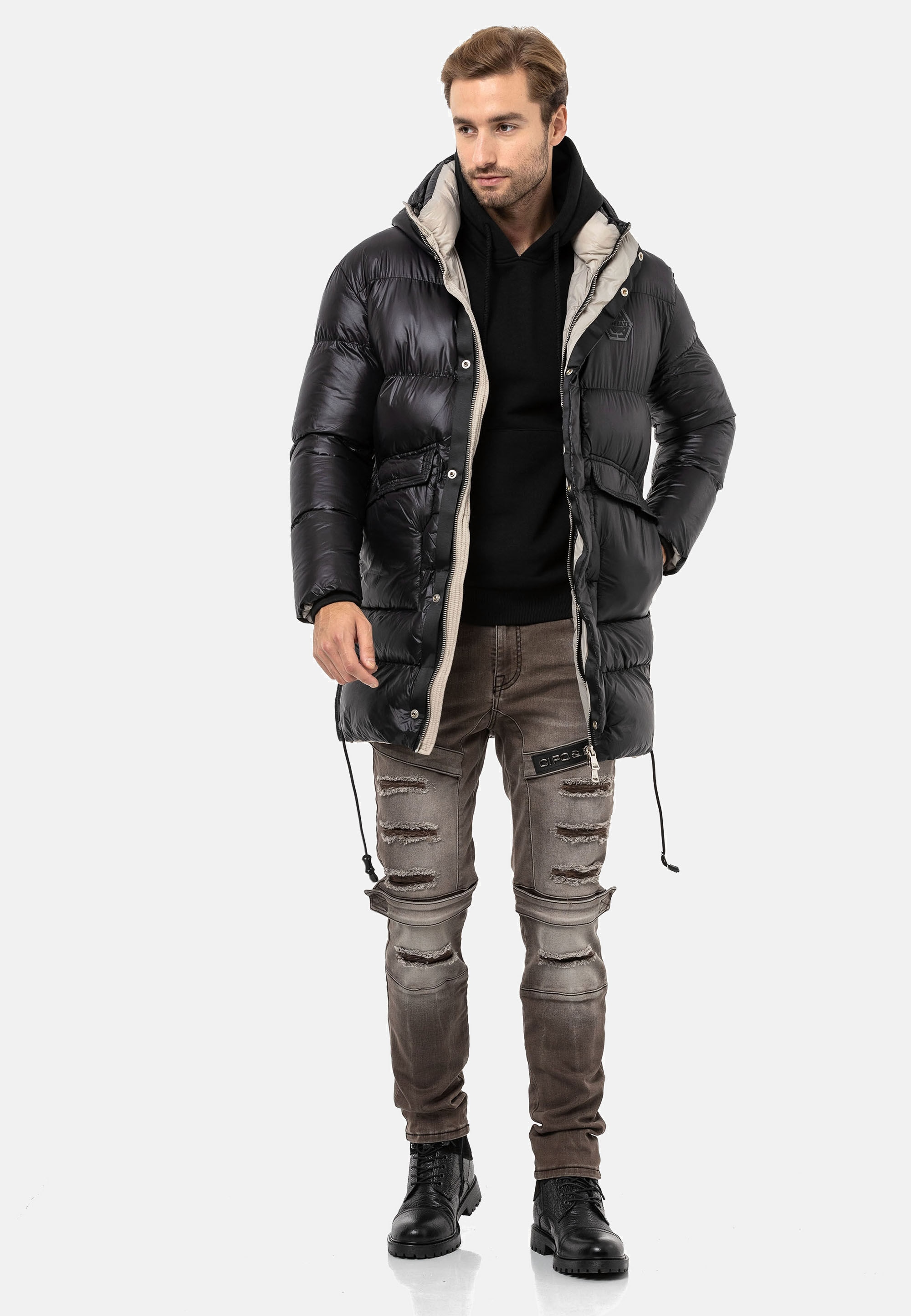 Cipo & Baxx Winterjacke »Jacke«, mit Kapuze, mit seitlichen Schlitzen