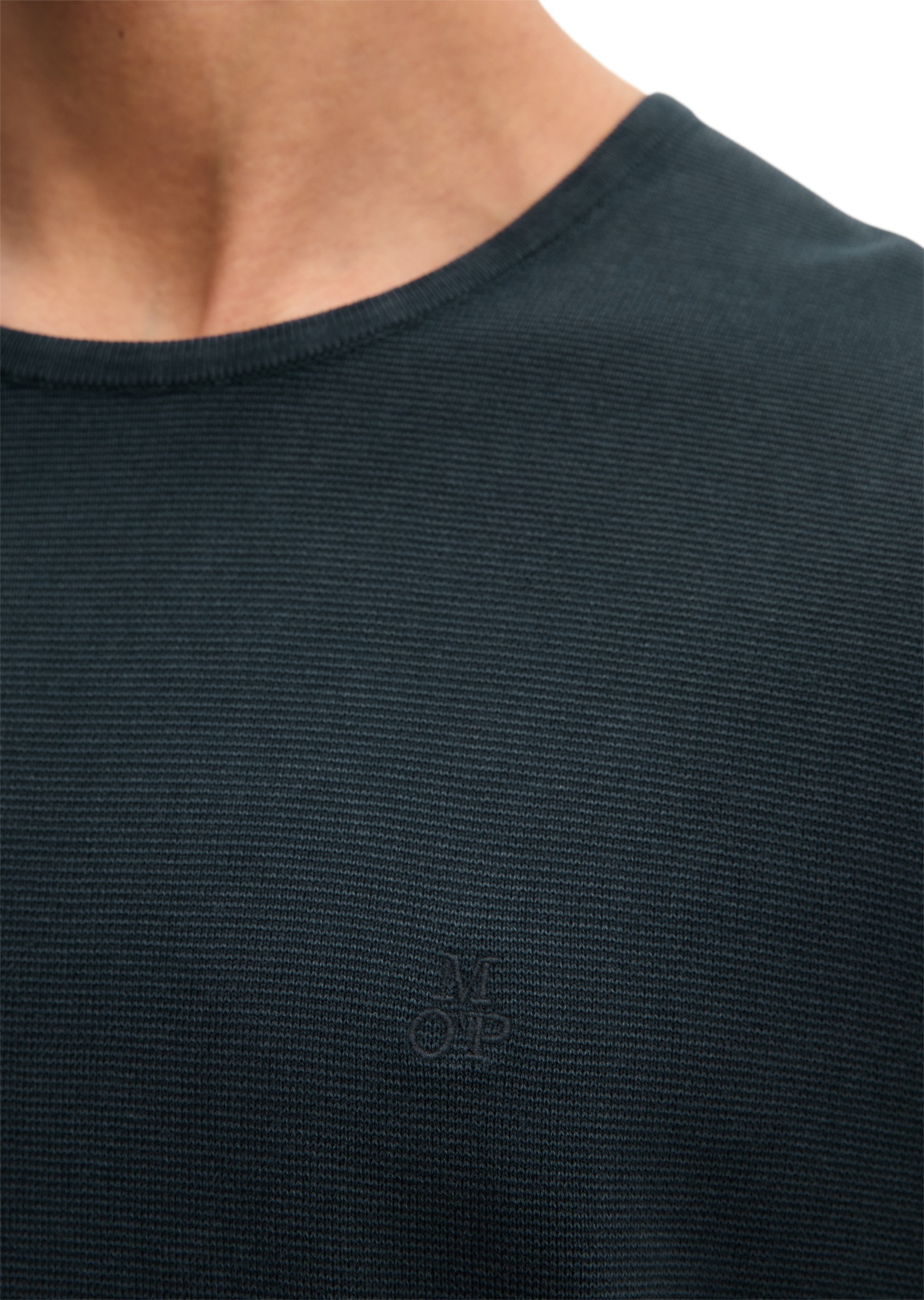Rundhalspullover MARC O'POLO "aus zertifizierter Bio-Baumwolle", Damen, Gr. L, schwarz navy, Obermaterial: 100% Baumwolle, unifarben, Rundhals, Pullover Rundhalspullover 6