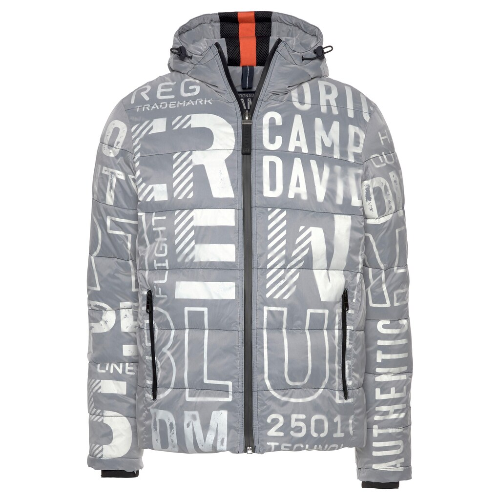 CAMP DAVID Steppjacke, mit Kapuze, mit markantem Logodruck