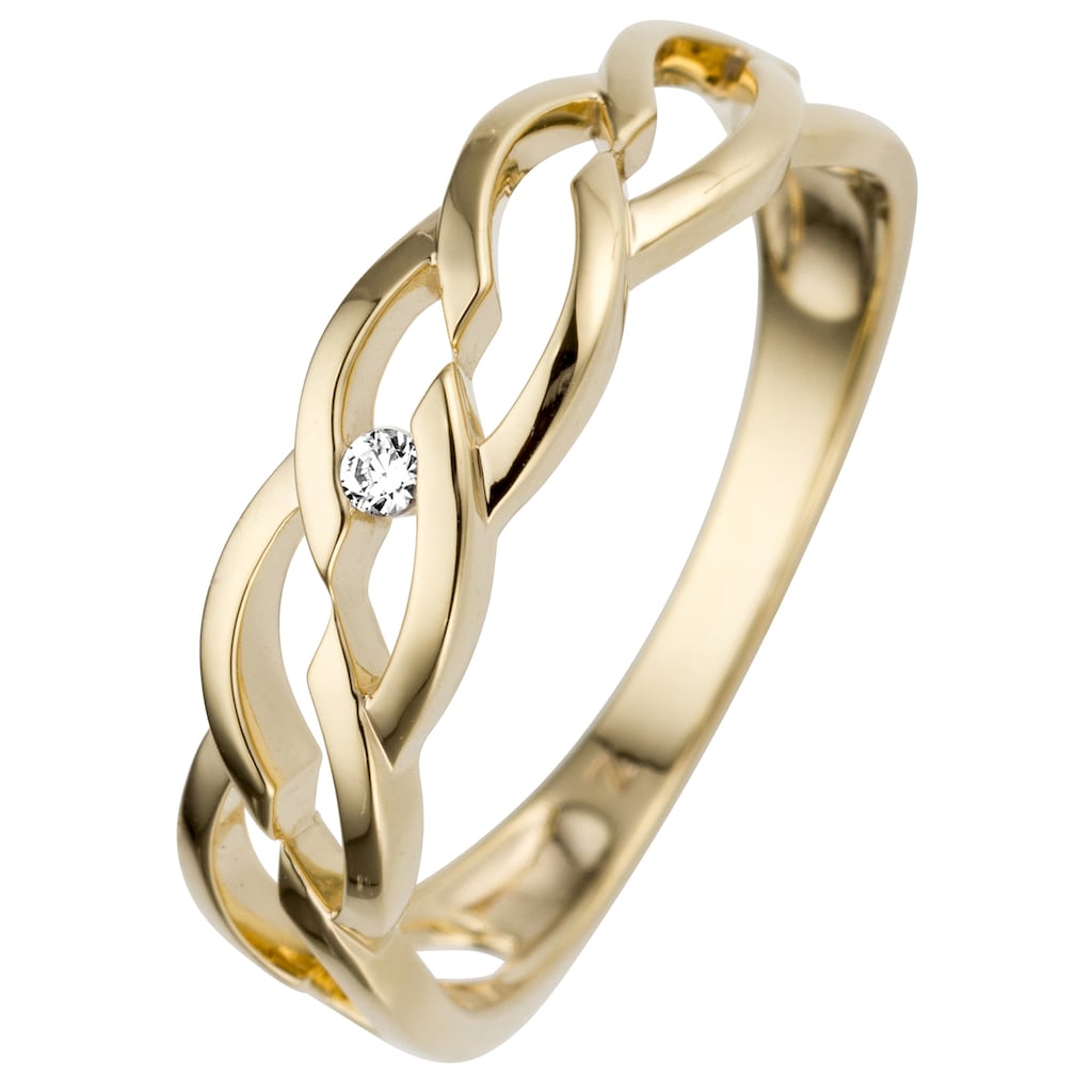 JOBO Fingerring, 585 Gold mit Diamant