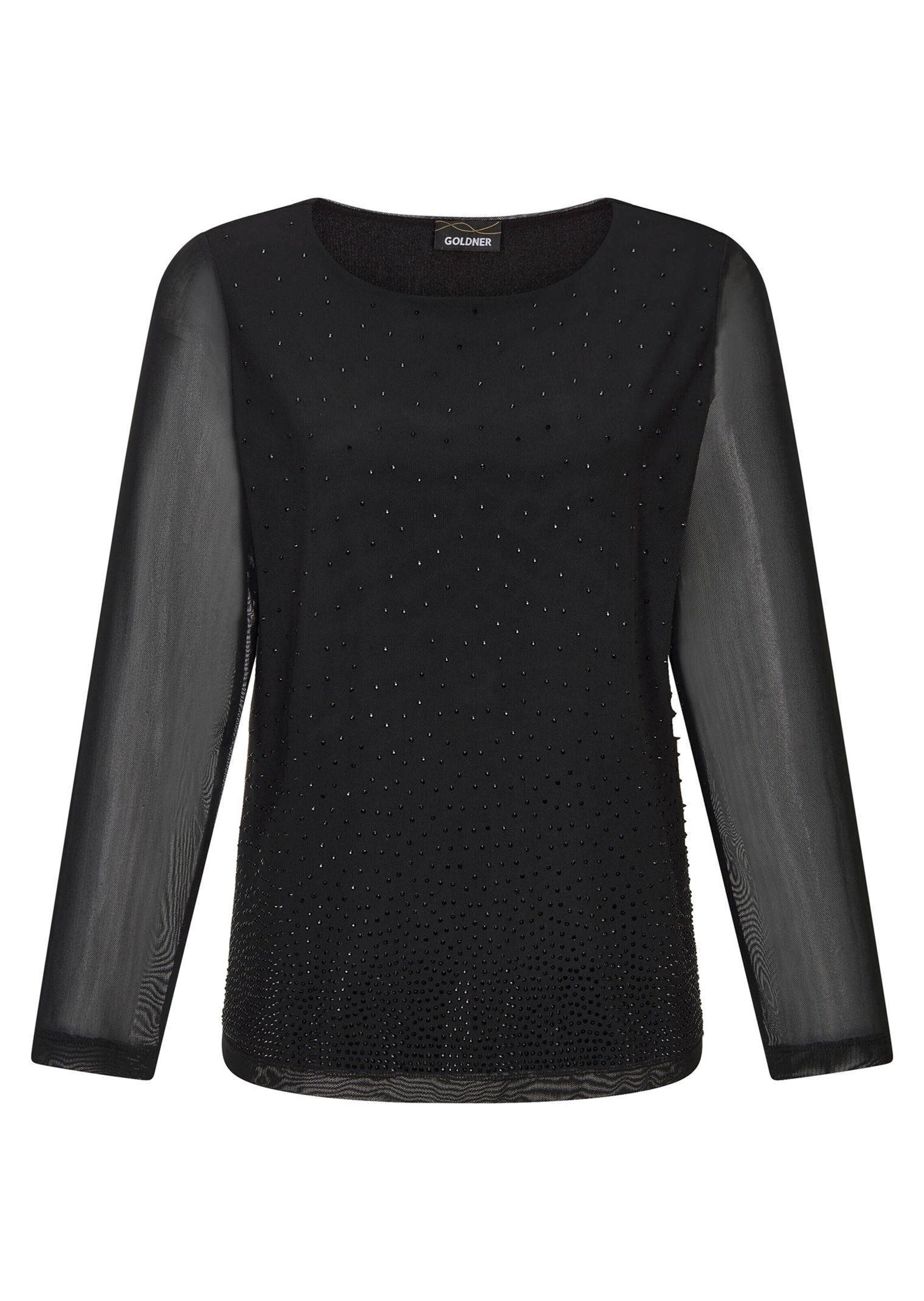 GOLDNER Langarmshirt "Shirt aus Mesh mit Glitzersteinen" Glitzersteine günstig online kaufen