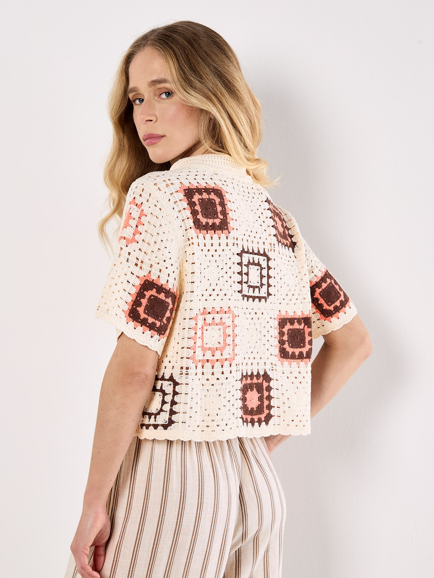 Apricot Shirttop »Bluse« mit quadratischem Häkelmuster