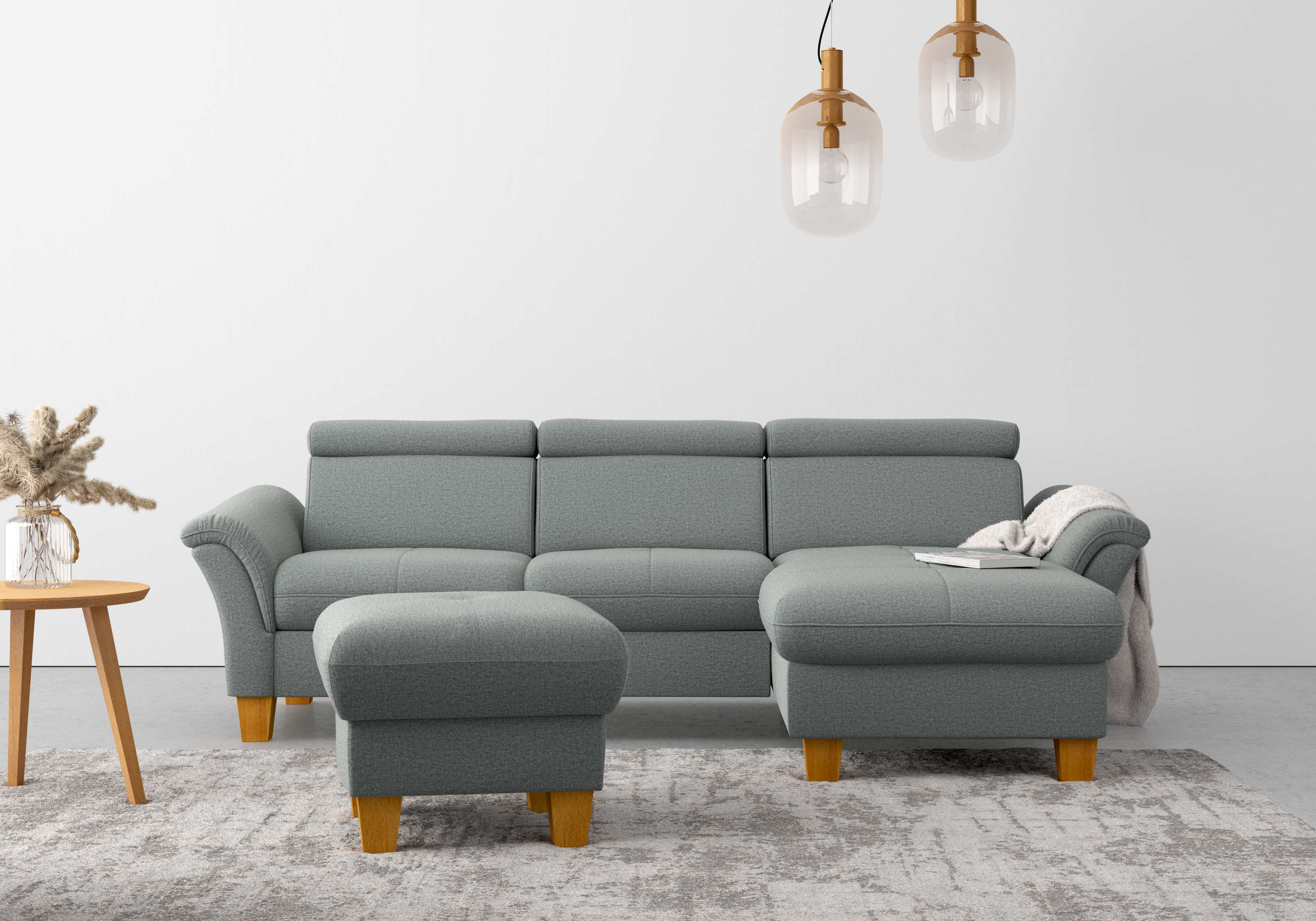 OTTO home Ecksofa "Lindgren L-Form" wahlweise mit Bett mit klappbaren Rollen, Kasten und Kopfverstellung