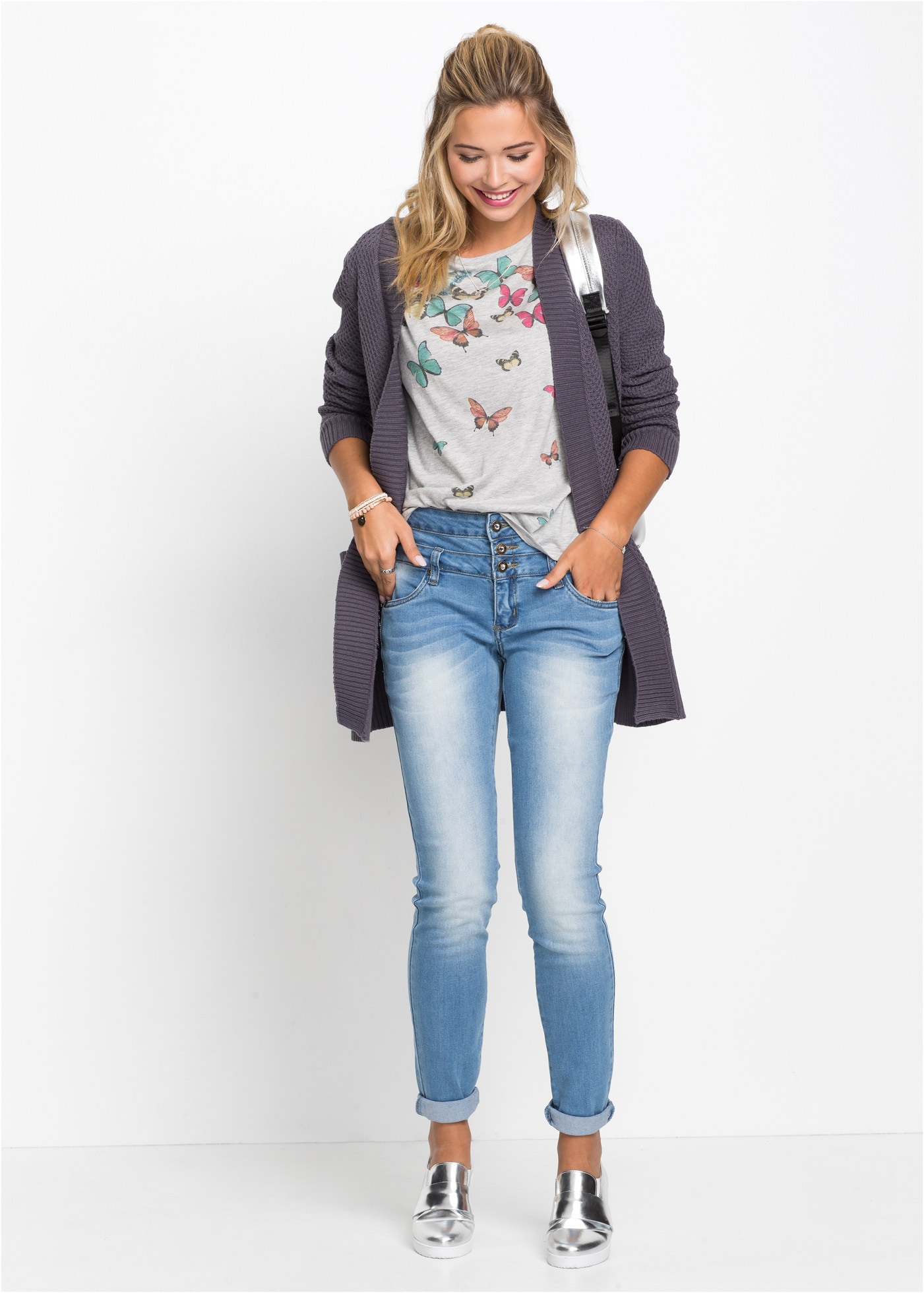 bonprix T-Shirt Shirt mit Schmetterlingen