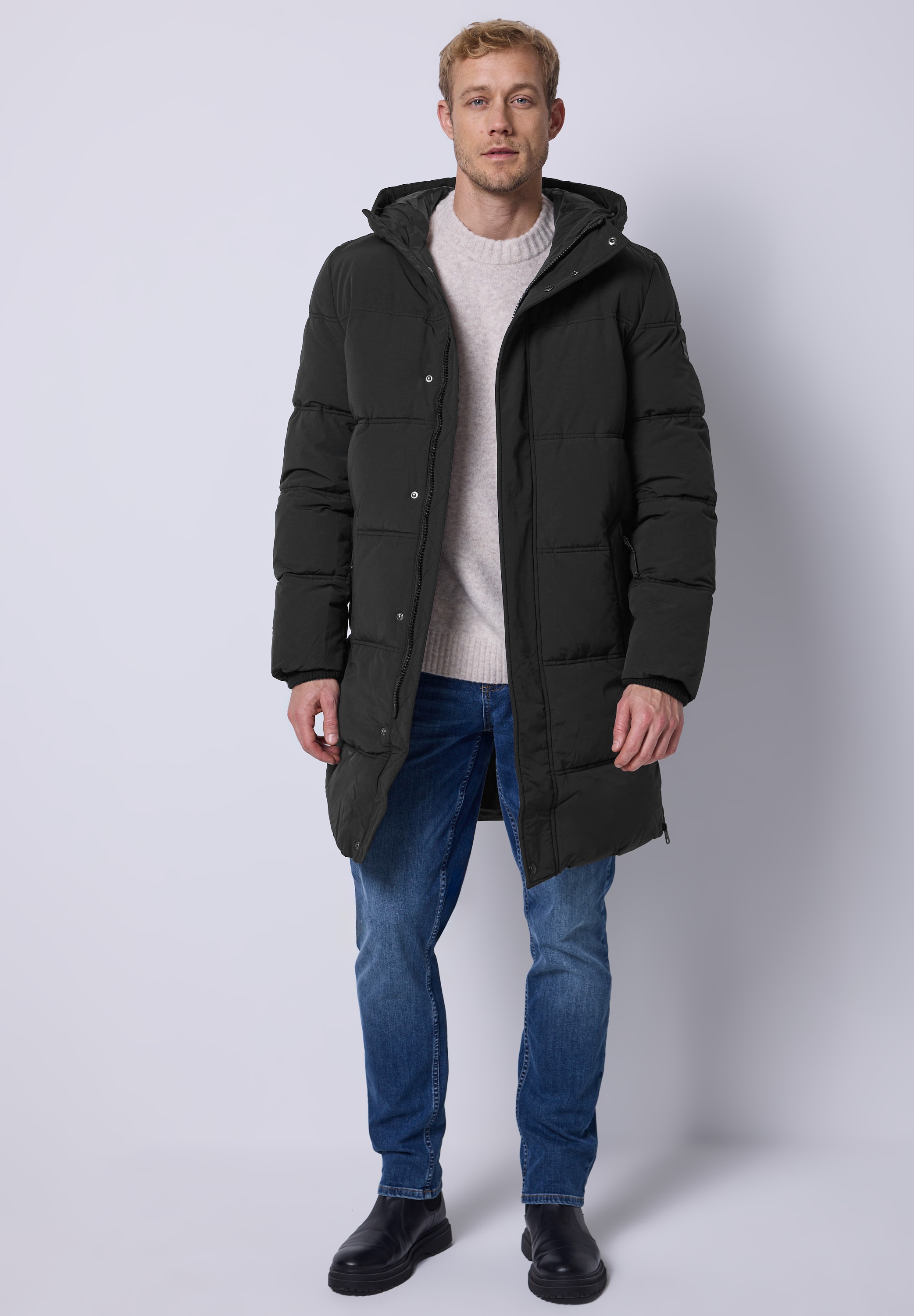 STREET ONE MEN Steppjacke mit Kapuze mit Kapuze mit Tunnelzugband