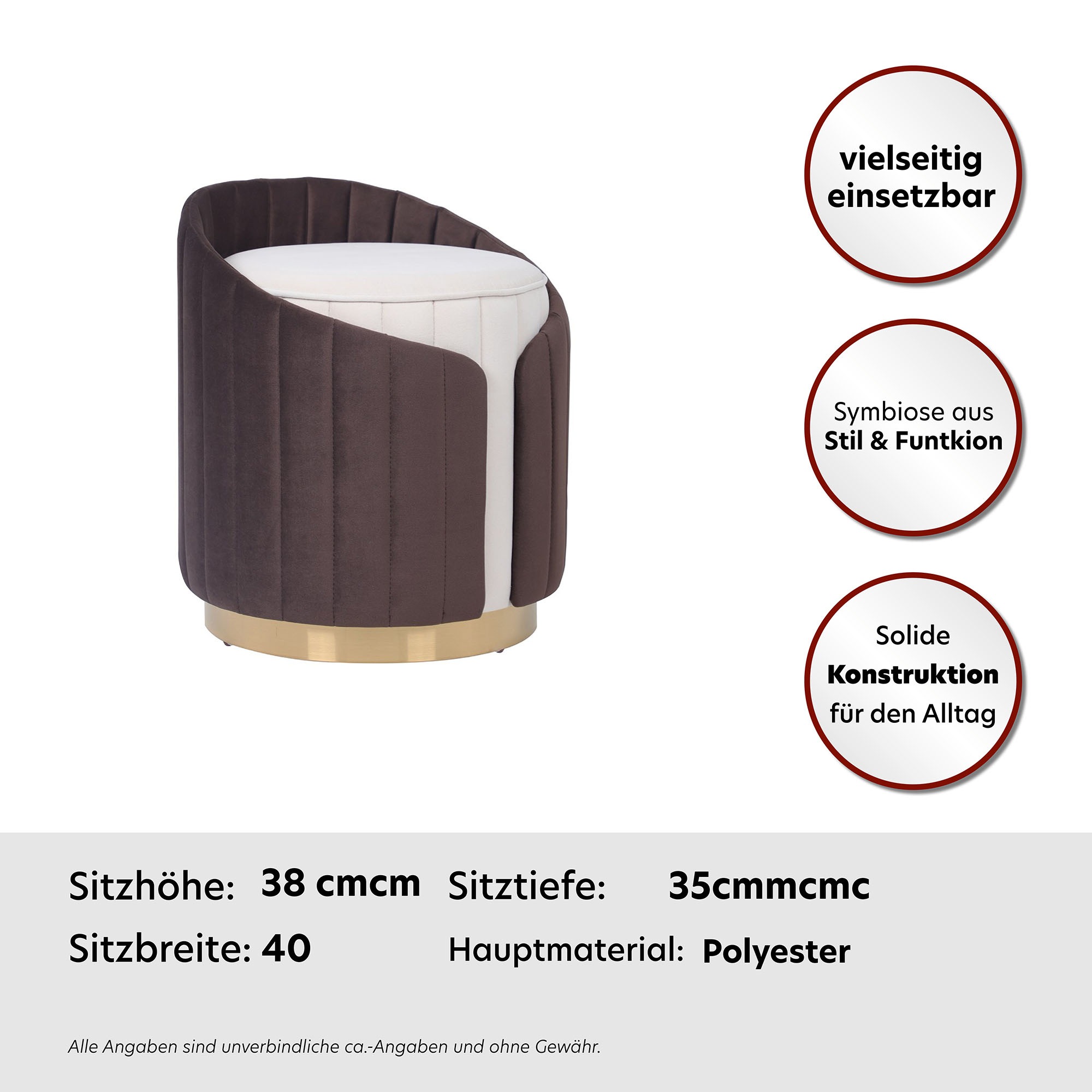 Kayoom Sitzhocker »Hocker Corin 145, Modernes Design, Komfortabel mit Rückenstütze«, (1 St.), zweifarbig, modern, komfortable Rückenstütze