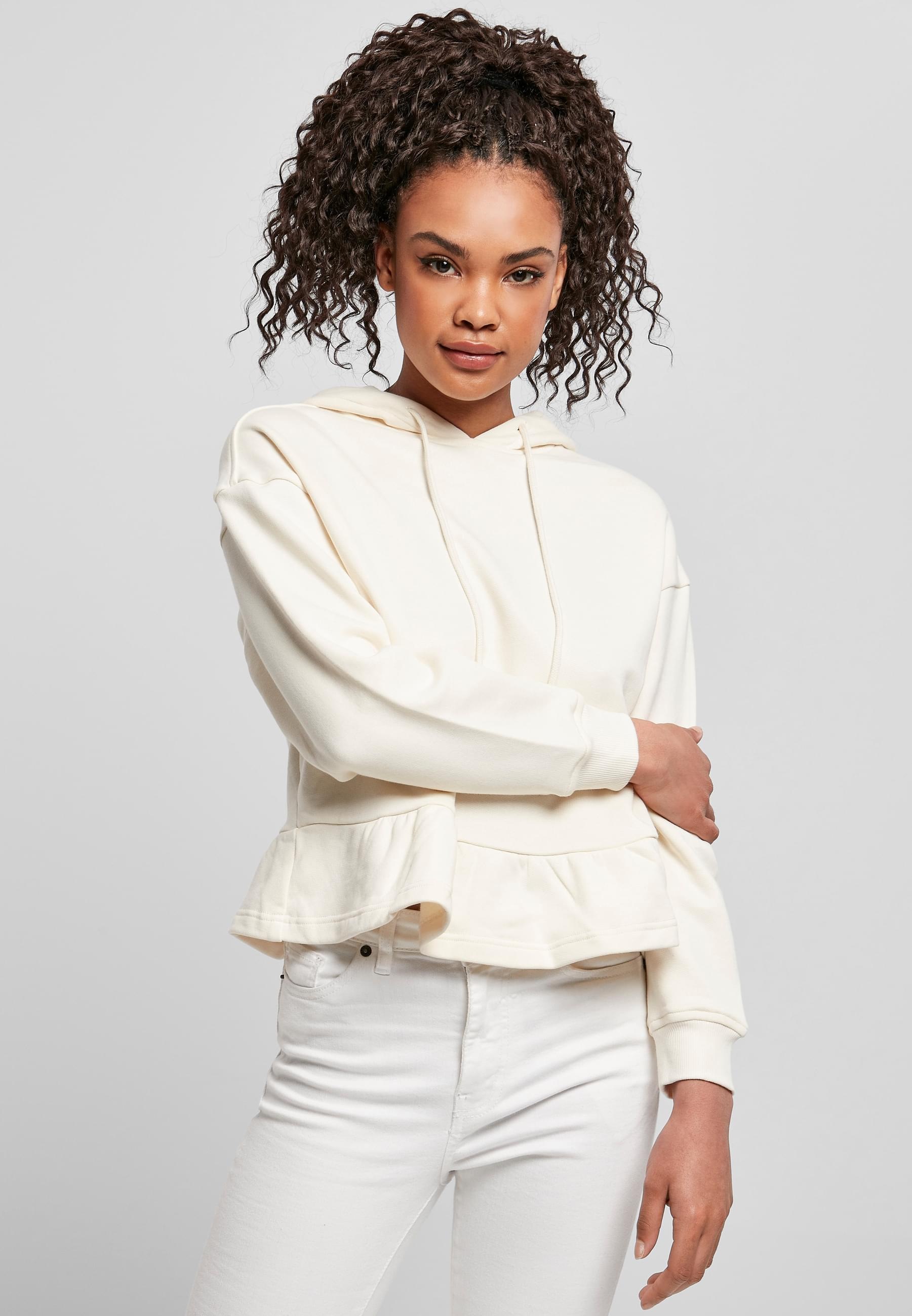 URBAN CLASSICS Kapuzenpullover »Urban Classics Damen Ladies Organic Volants Hoody«, (1 tlg.)