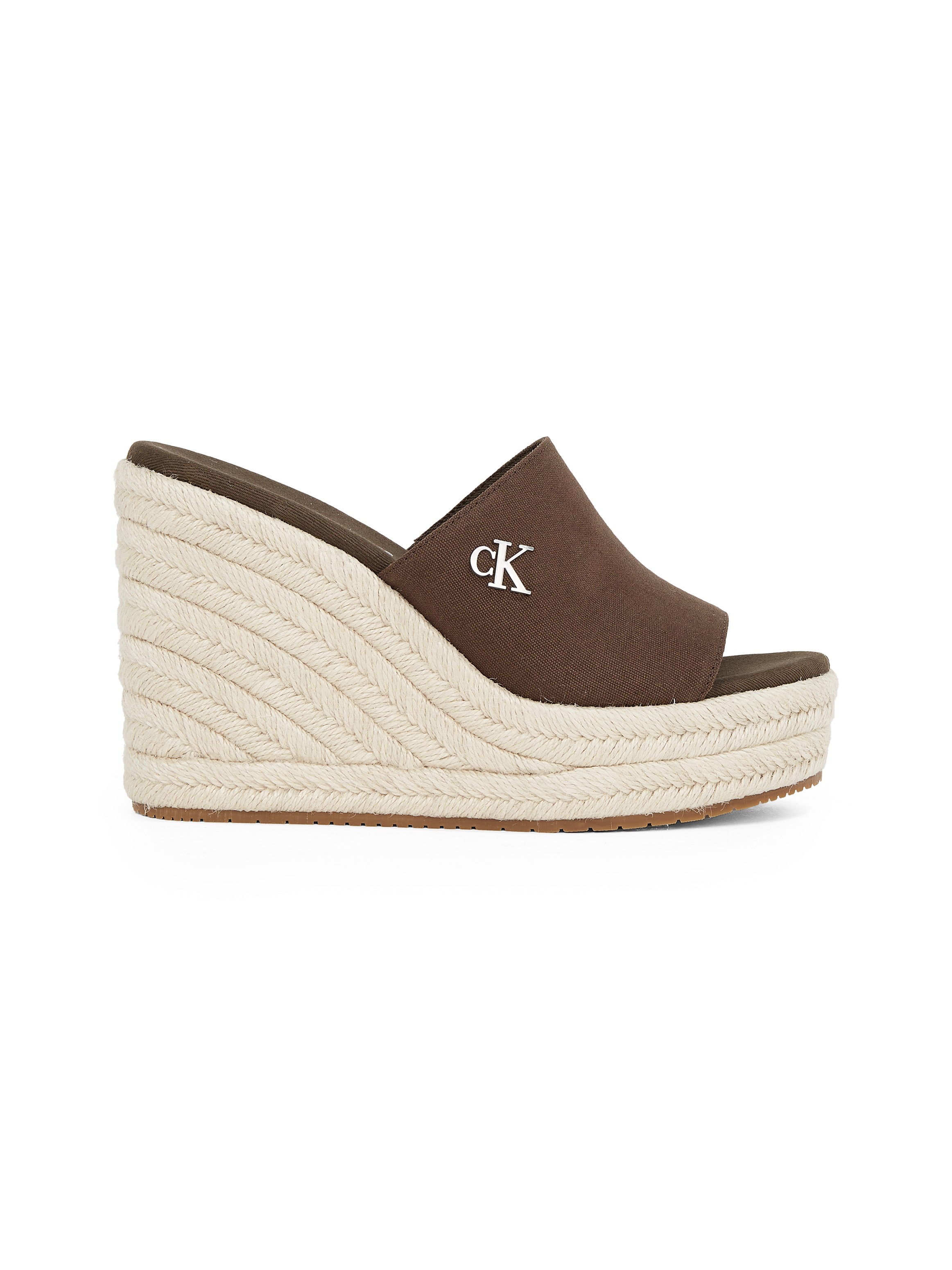 Calvin Klein Jeans Keilpantolette »WEDGE ROPE SLIDE MG«, Sommerschuh, Plateausohle, Urlaubsschuh mit Bastverzierung