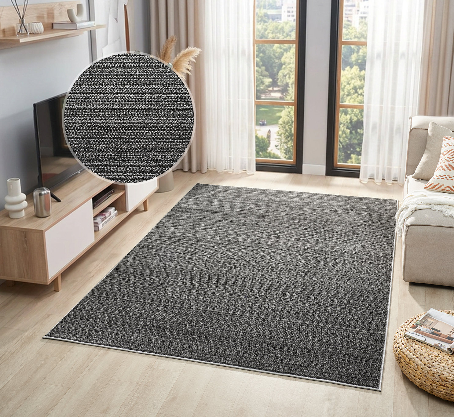 OTTO home Teppich "Noolan, Hoch-Tief-Struktur" rechteckig 9 mm Höhe gestreift, Streifen, weich, Wohnzimmer, Schlafzimmer, Esszimmer