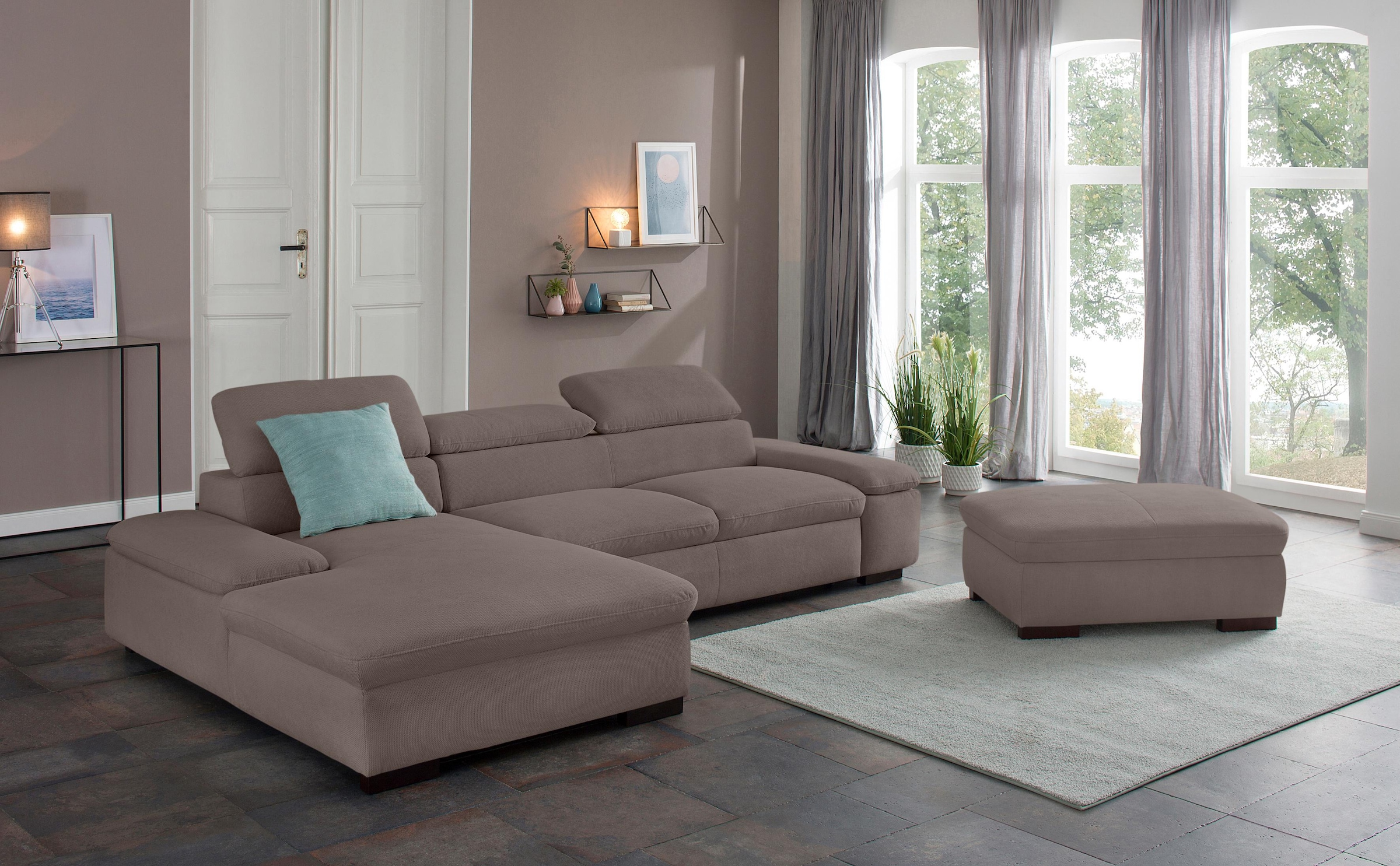 Home affaire Ecksofa "Alberto L-Form" mit Kopfteilverstellung, wahlweise mi günstig online kaufen