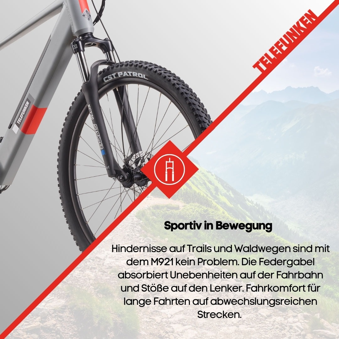 Telefunken E-Bike »Aufsteiger M921«, 7 Gang, Shimano, Heckmotor 250 W, (29 Zoll, Scheibenbremsen), Pedelec, Elektrofahrrad für Damen u. Herren, MTB, Mountainbike