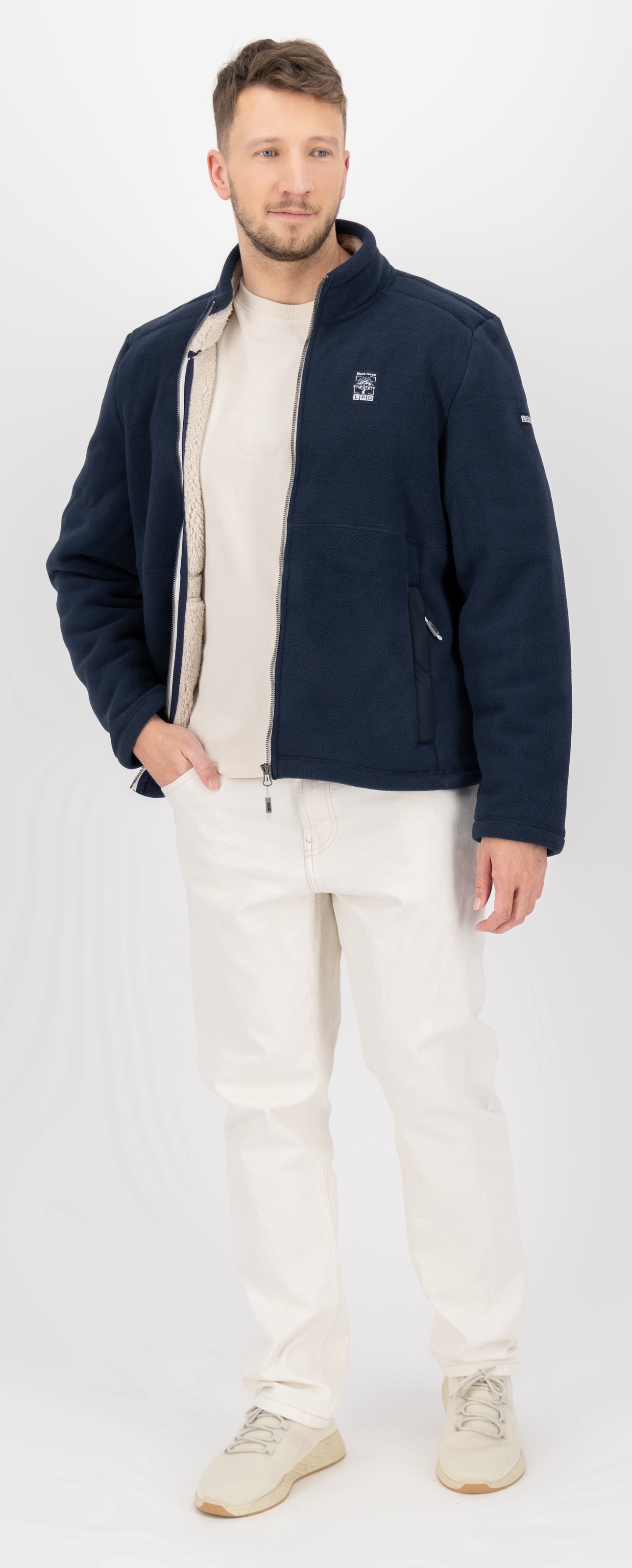 LPO Fleecejacke »REECE MN«, Stehkragen, mit Langhaarfleece gefüttert