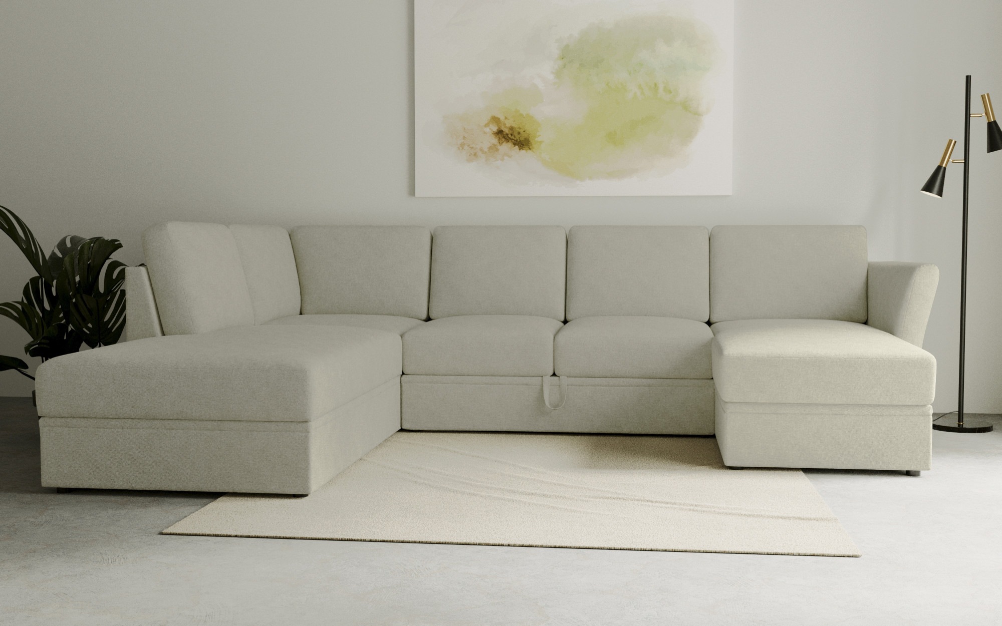OTTO home Wohnlandschaft "Lavars Schlafsofa" mit Bettfunktion und Stauraum, in zwei verschiedenen Bezugsqualitäten