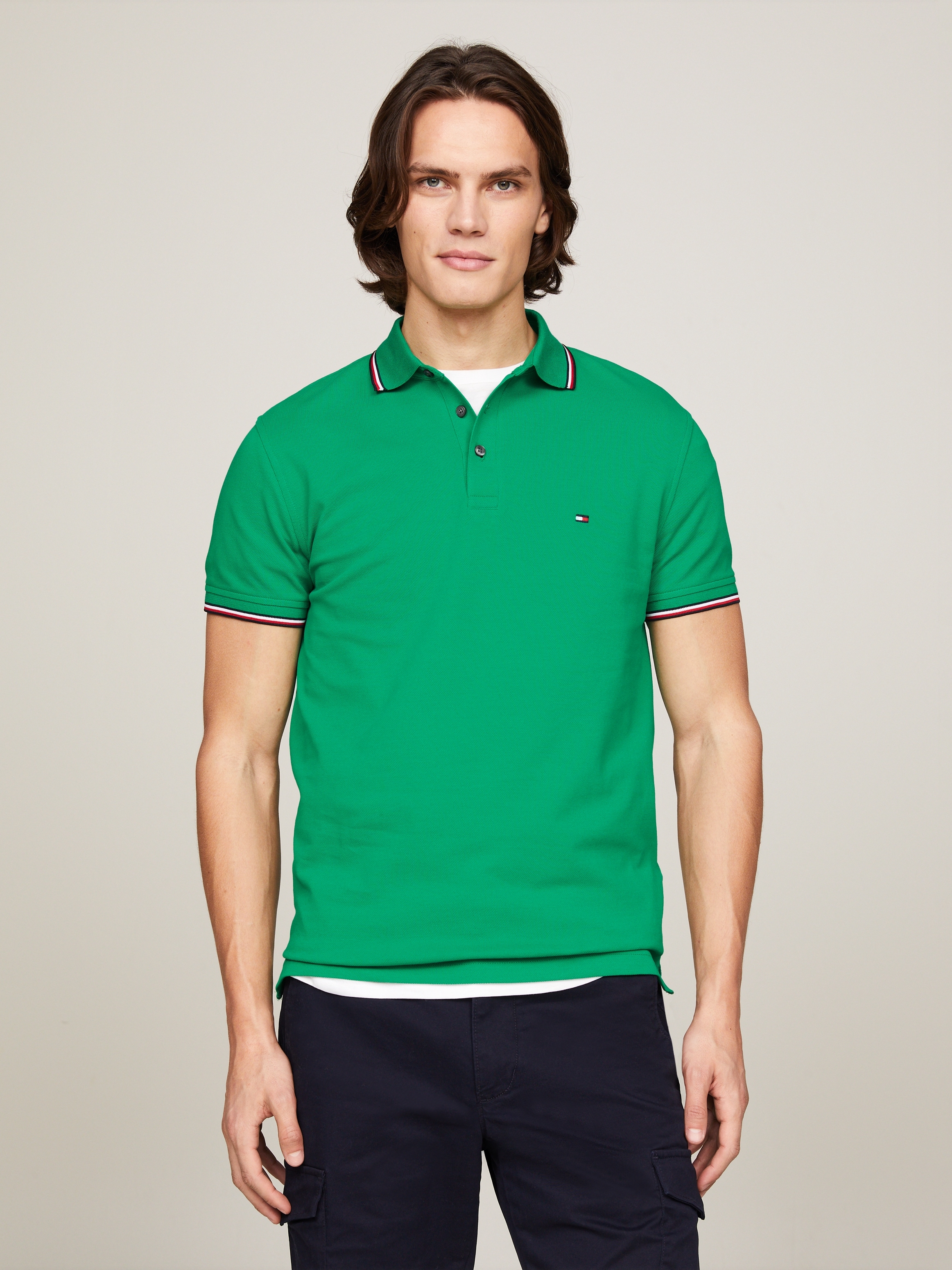 Tommy Hilfiger Poloshirt "1985 RWB TIPPED SLIM POLO", mit TH-Farben an Ärme günstig online kaufen