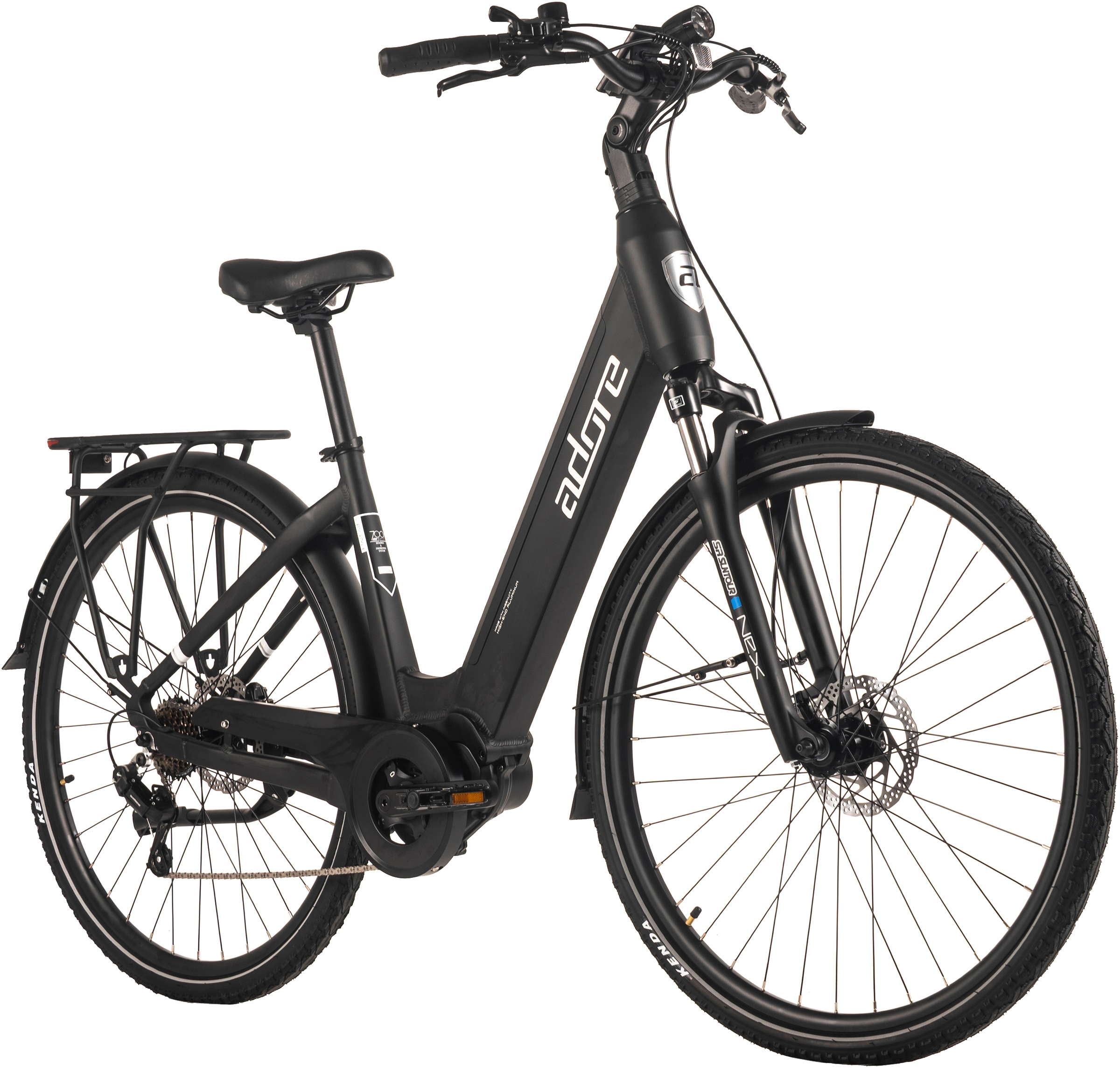 Adore E-Bike »28" Alu Cityfahrrad CX-440 Mittelmotor 75NM / 15Ah schwarz matt«, 7 Gang, Shimano, Tourney, Mittelmotor 250 W