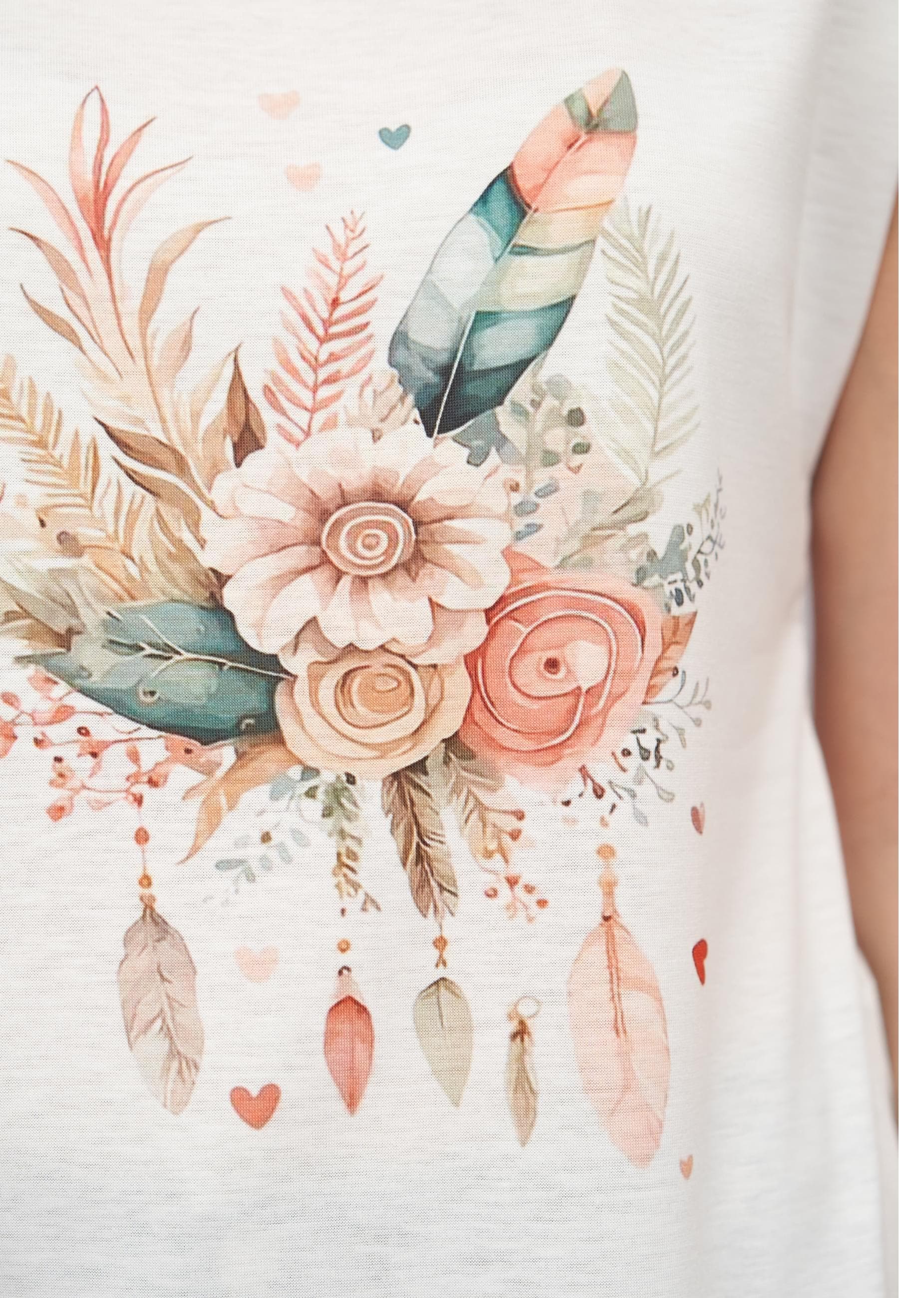 CLOUD 5IVE T-Shirt »CLOUD 5IVE Viskose T-Shirt mit Traumfänger-Blumen Print« 1 Stk. tlg.