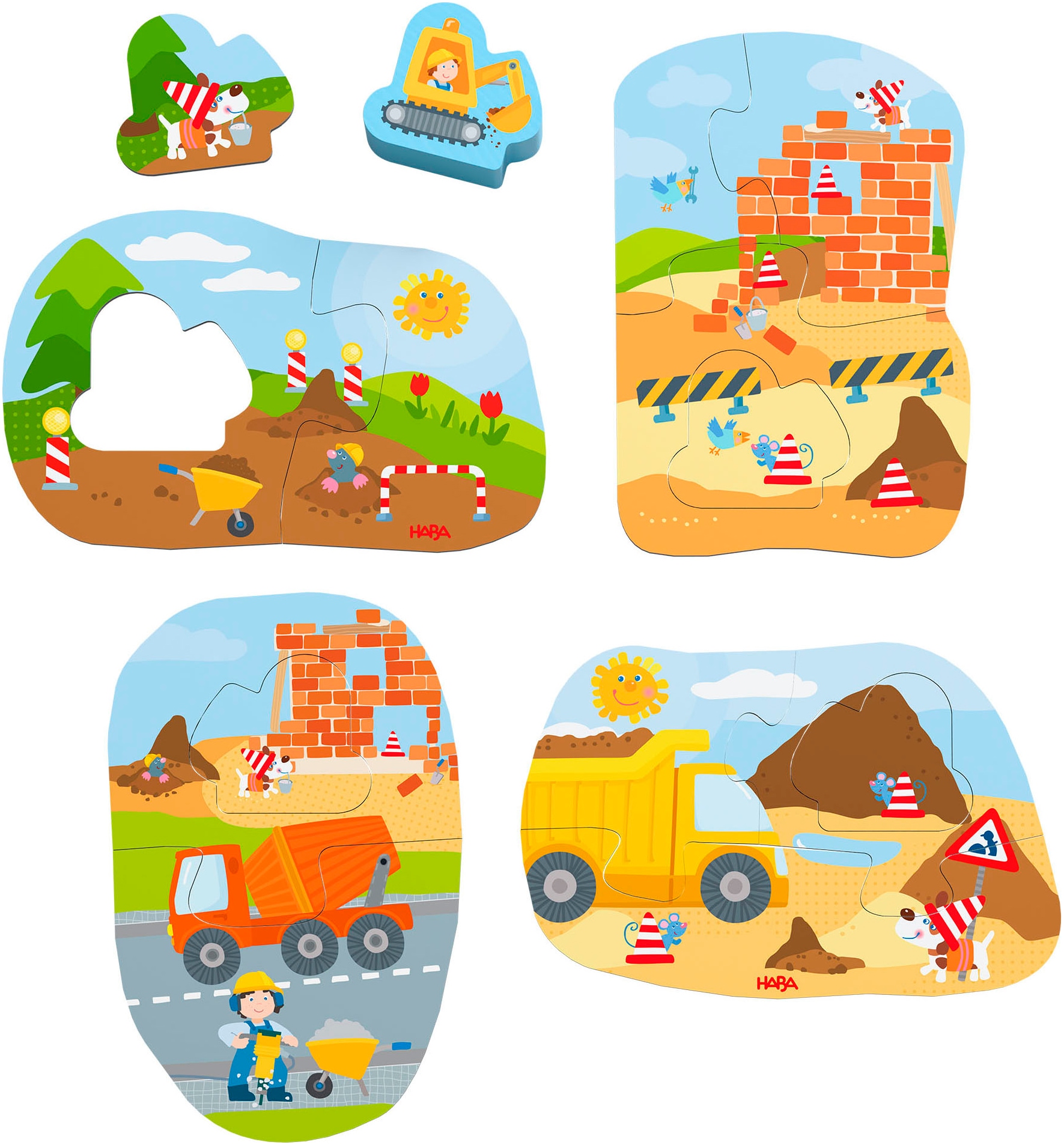Haba Puzzle »4 erste Puzzles Baustelle«, (14 tlg.)