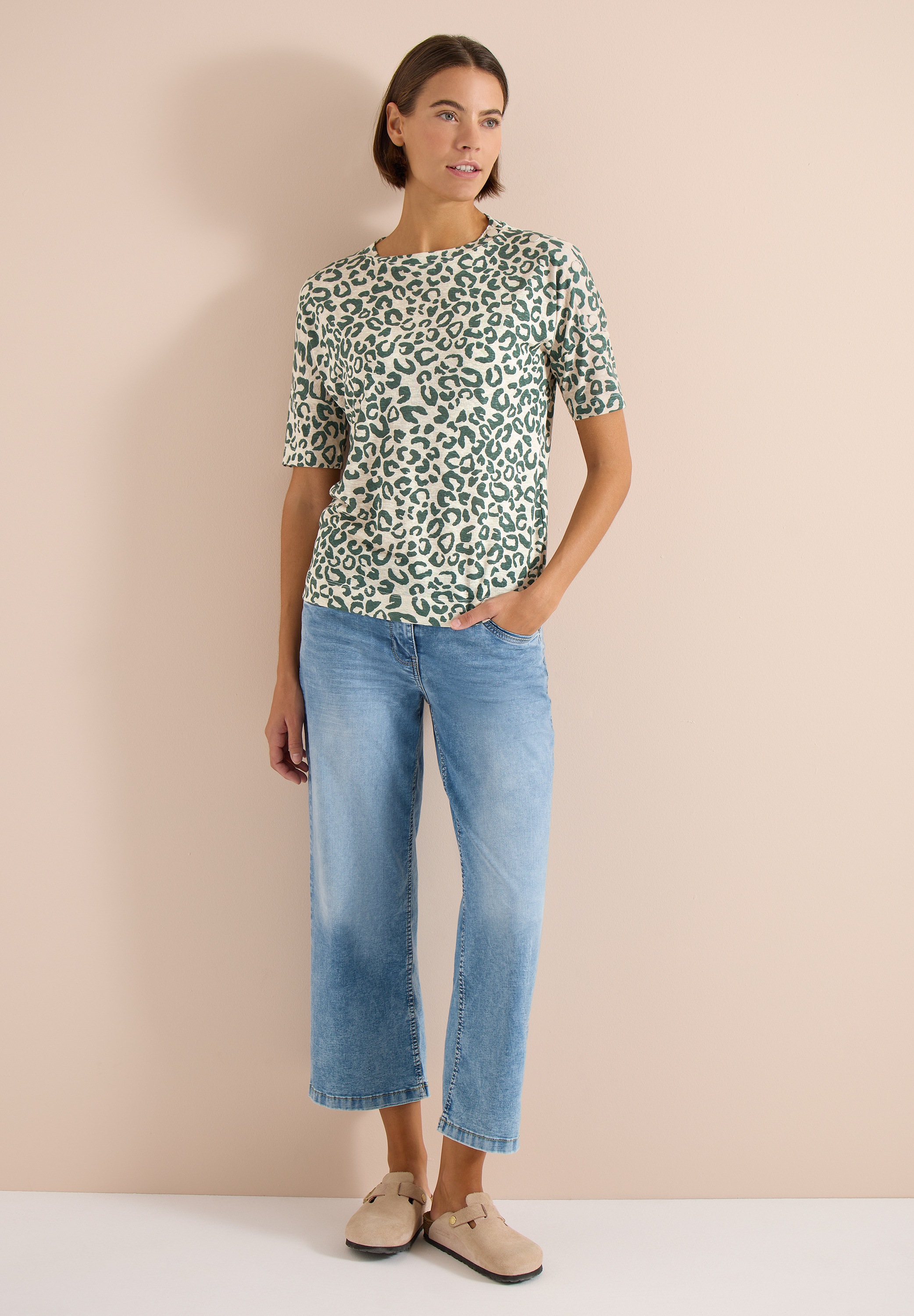 Cecil T-Shirt in Leinen-Optik